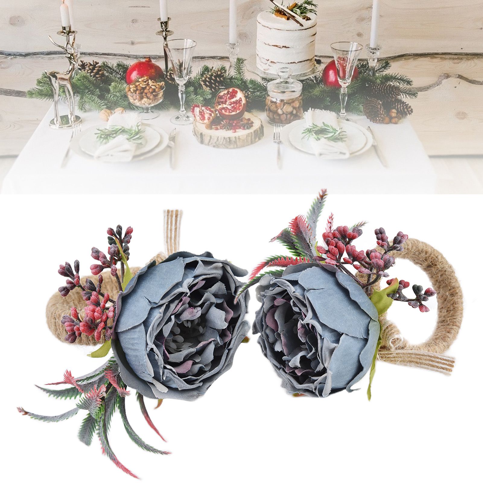 2Pcs Innovative Napkin Buckle Simulation Flower Napkin Ring Holder for Hotel view 12
