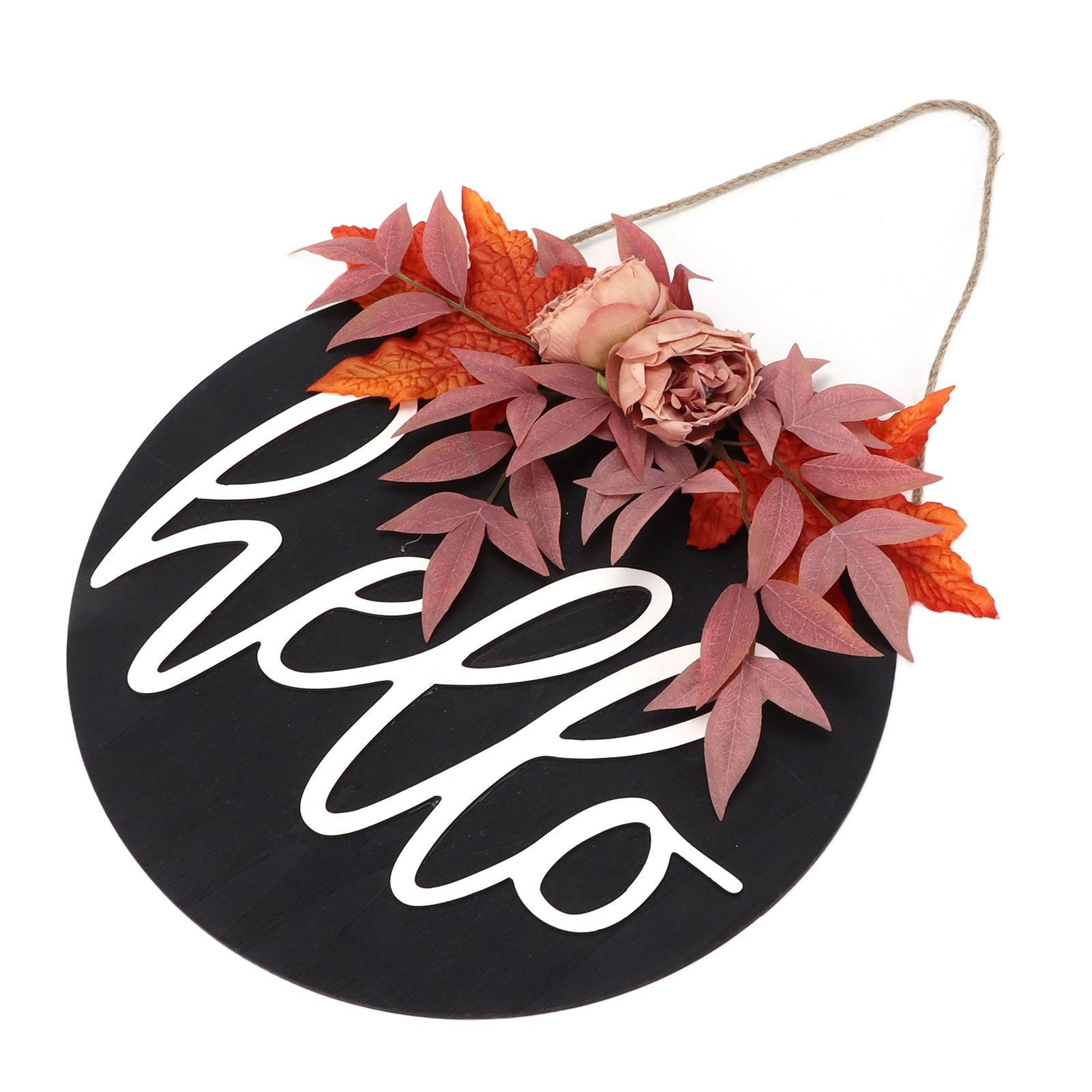 Thanksgiving Wreath Wooden Sign Door Hanging Welcome Sign Wreath Listing Home view 2