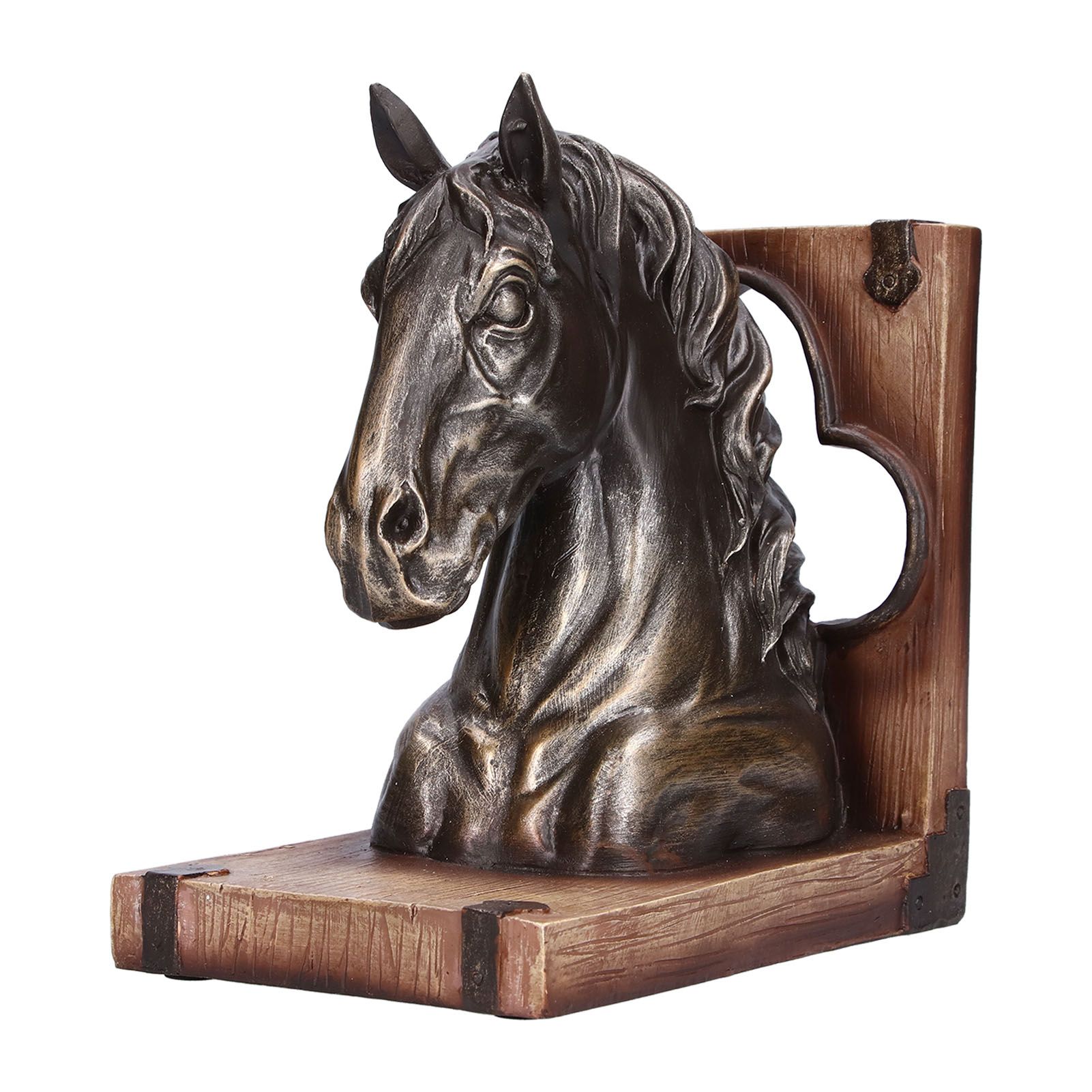 Multifunctional Horse Head Sculpture Resin Horse Bookends for Home Office — image 1