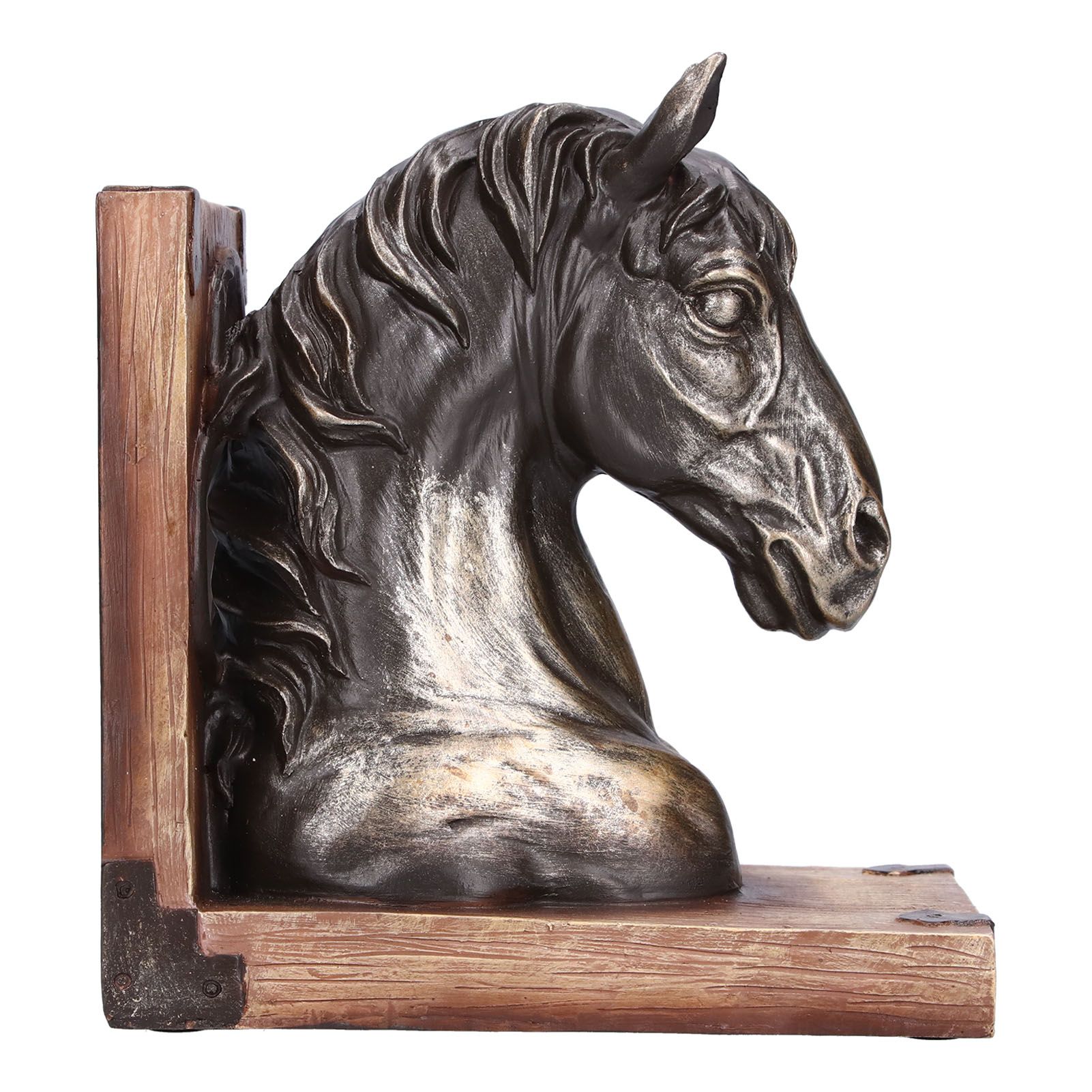 Multifunctional Horse Head Sculpture Resin Horse Bookends for Home Office view 2