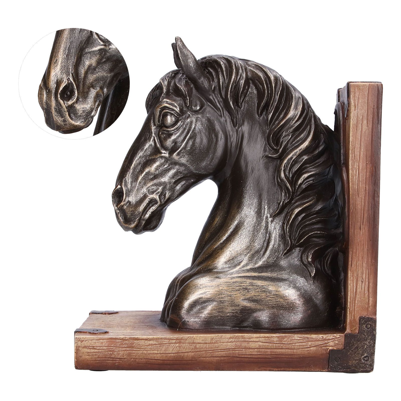 Multifunctional Horse Head Sculpture Resin Horse Bookends for Home Office view 7