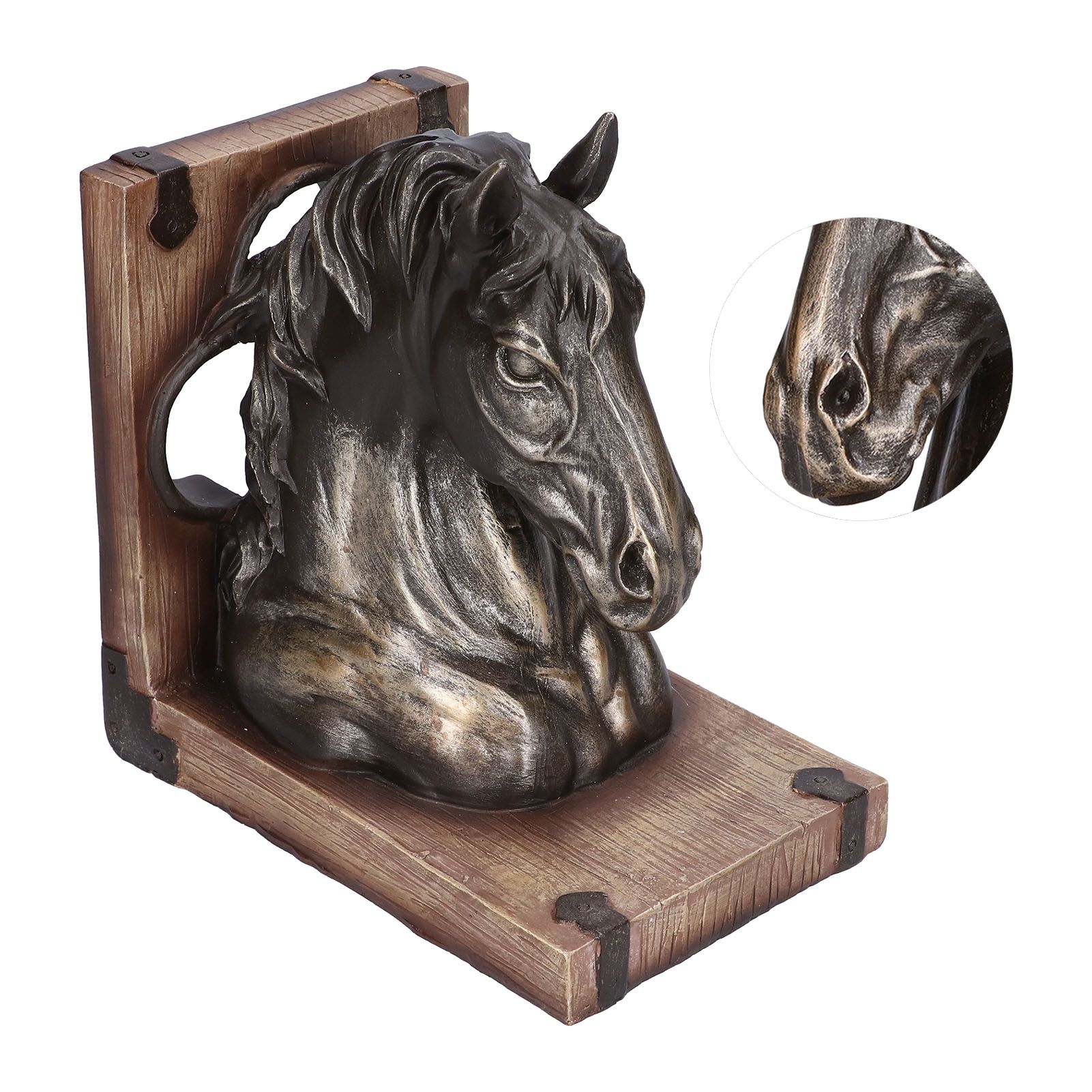 Multifunctional Horse Head Sculpture Resin Horse Bookends for Home Office view 8