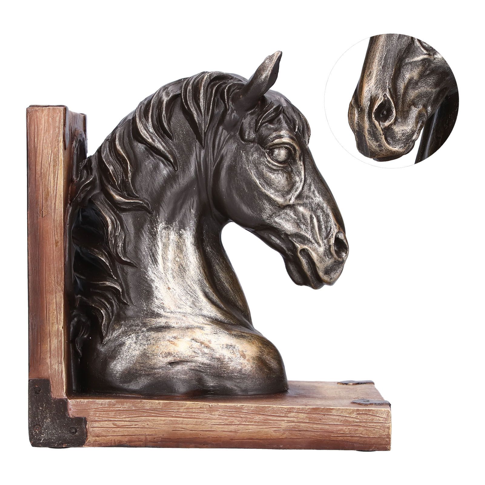 Multifunctional Horse Head Sculpture Resin Horse Bookends for Home Office view 9