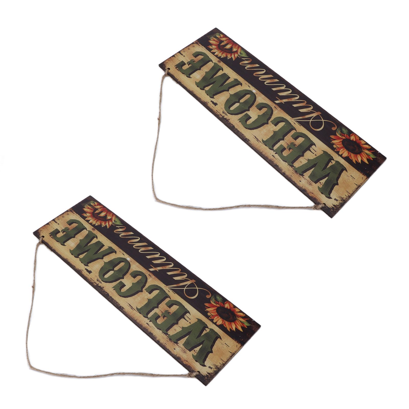 2pcs Halloween Sunflower Wooden Welcome Sign Fall Autumn Decorative Wall Board view 2
