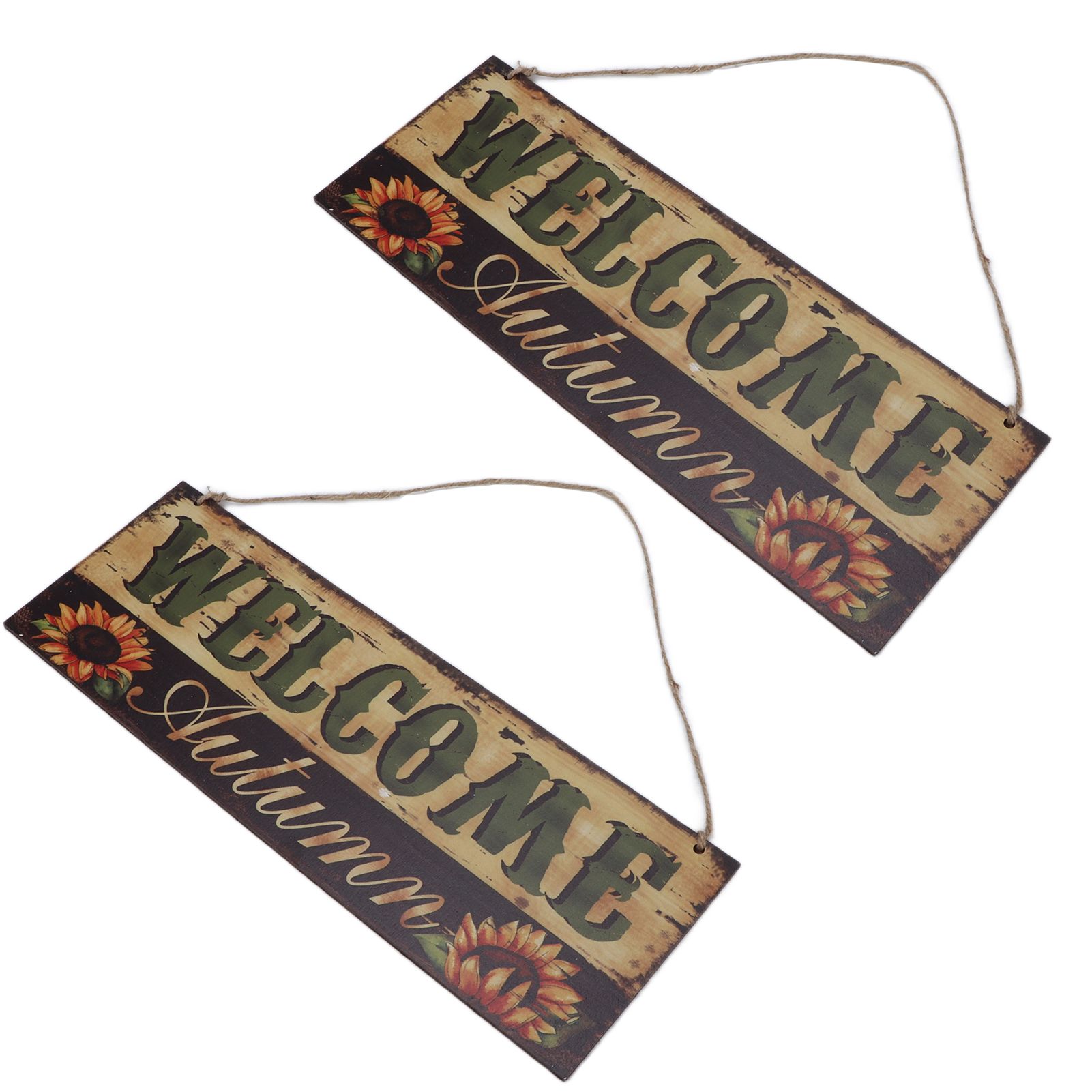 2pcs Halloween Sunflower Wooden Welcome Sign Fall Autumn Decorative Wall Board view 4