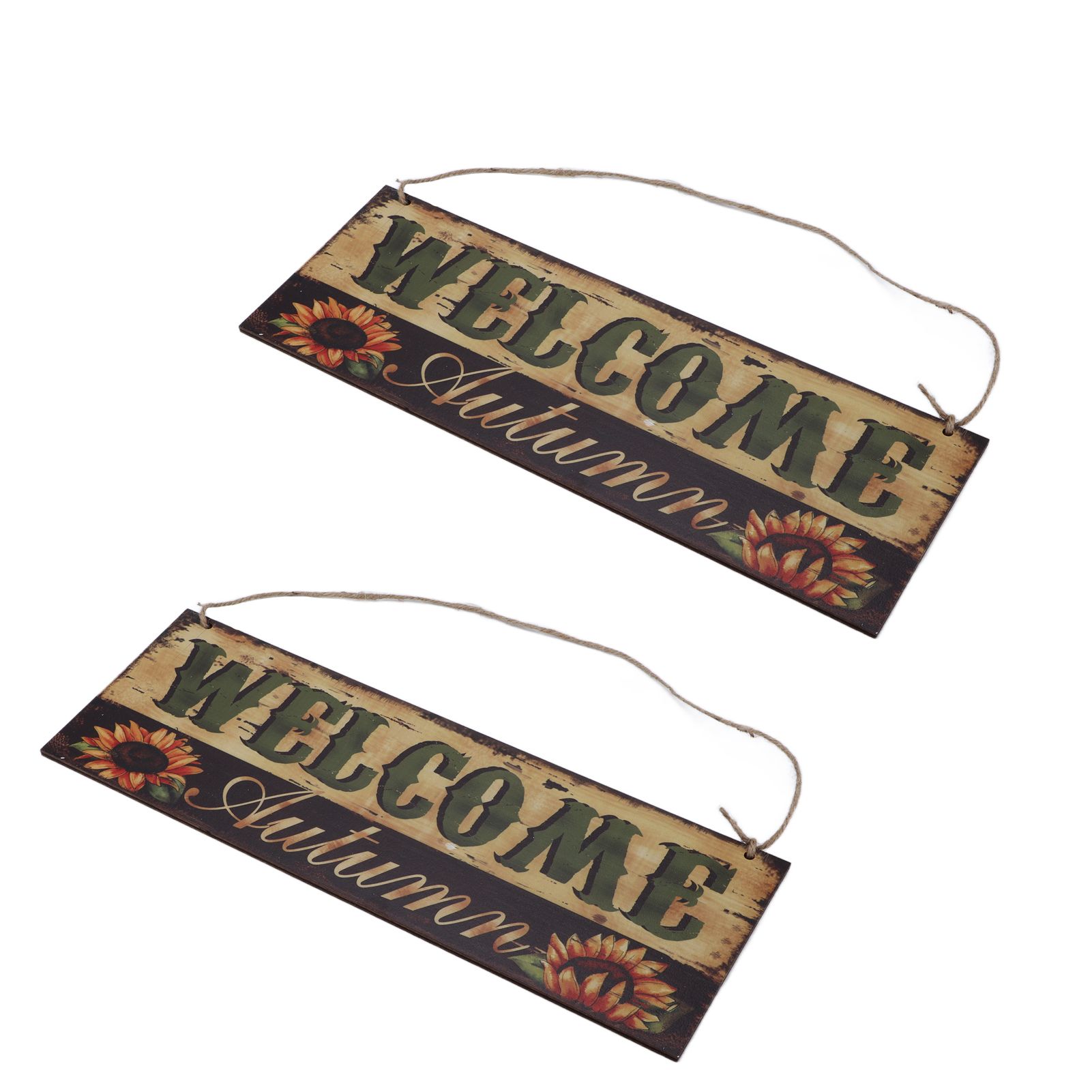 2pcs Halloween Sunflower Wooden Welcome Sign Fall Autumn Decorative Wall Board view 5