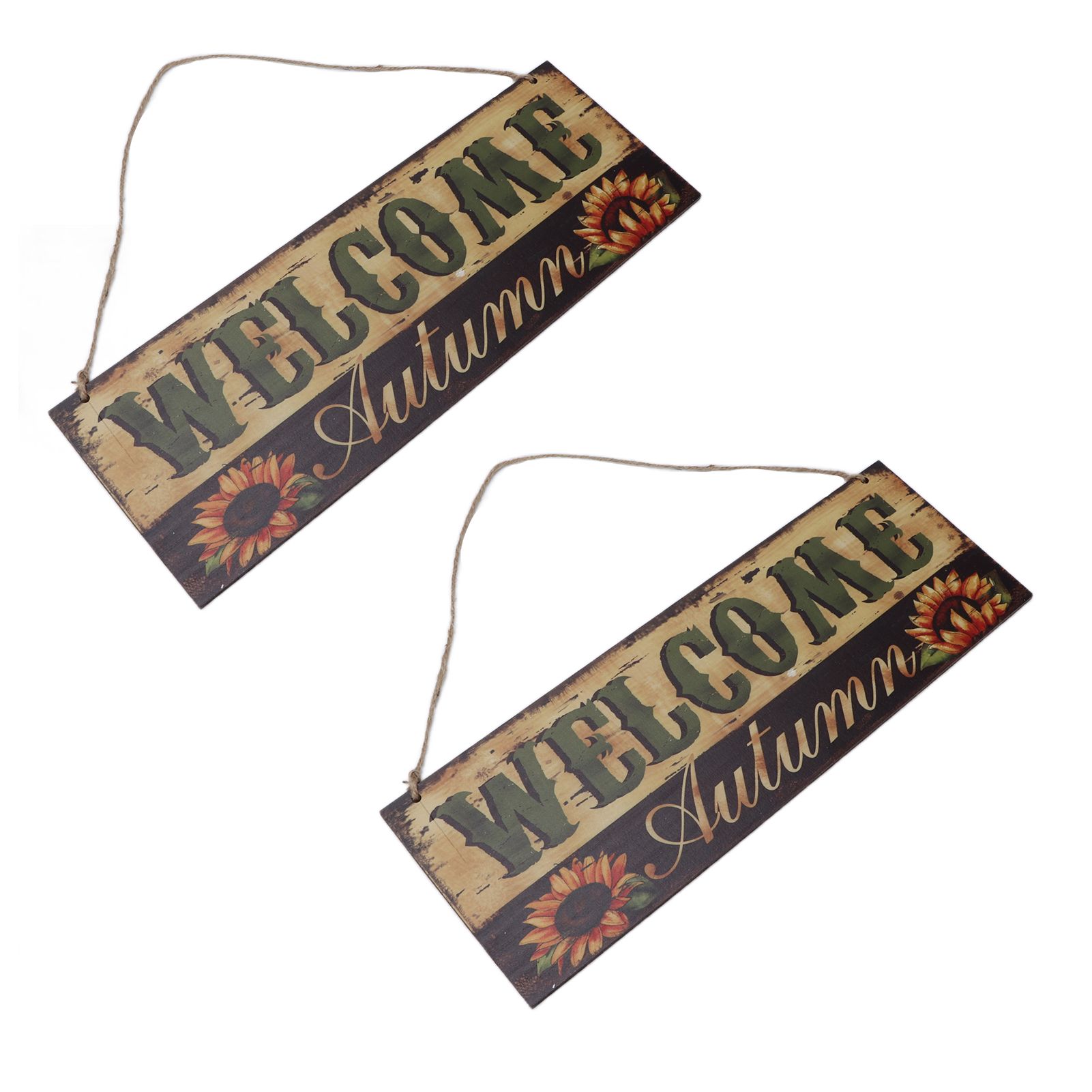 2pcs Halloween Sunflower Wooden Welcome Sign Fall Autumn Decorative Wall Board view 7