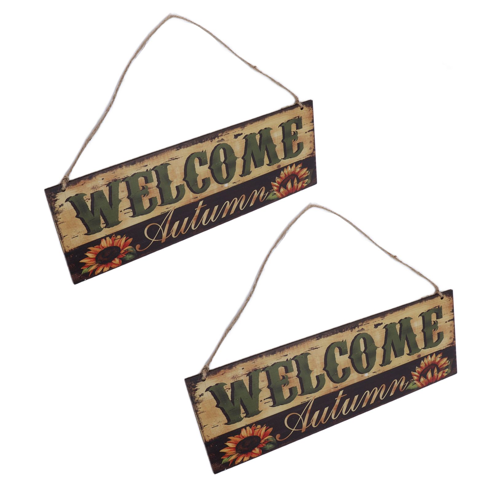 2pcs Halloween Sunflower Wooden Welcome Sign Fall Autumn Decorative Wall Board view 10