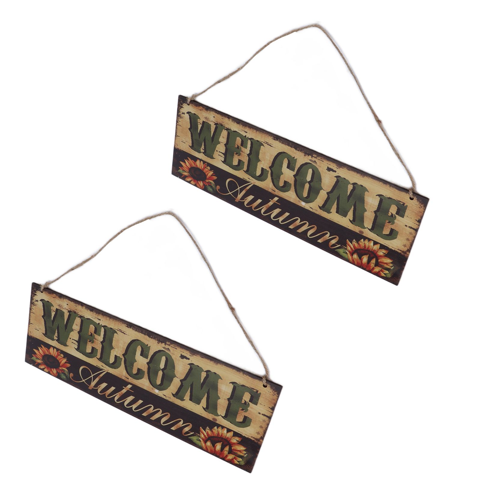 2pcs Halloween Sunflower Wooden Welcome Sign Fall Autumn Decorative Wall Board view 13