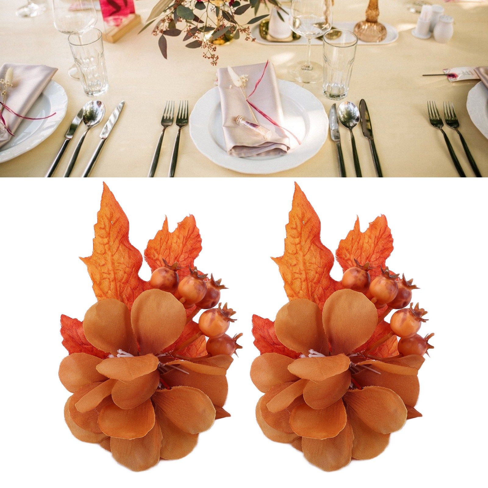 2Pcs Innovative Napkin Ring Decorative Simulation Flower Napkin Holder for view 11