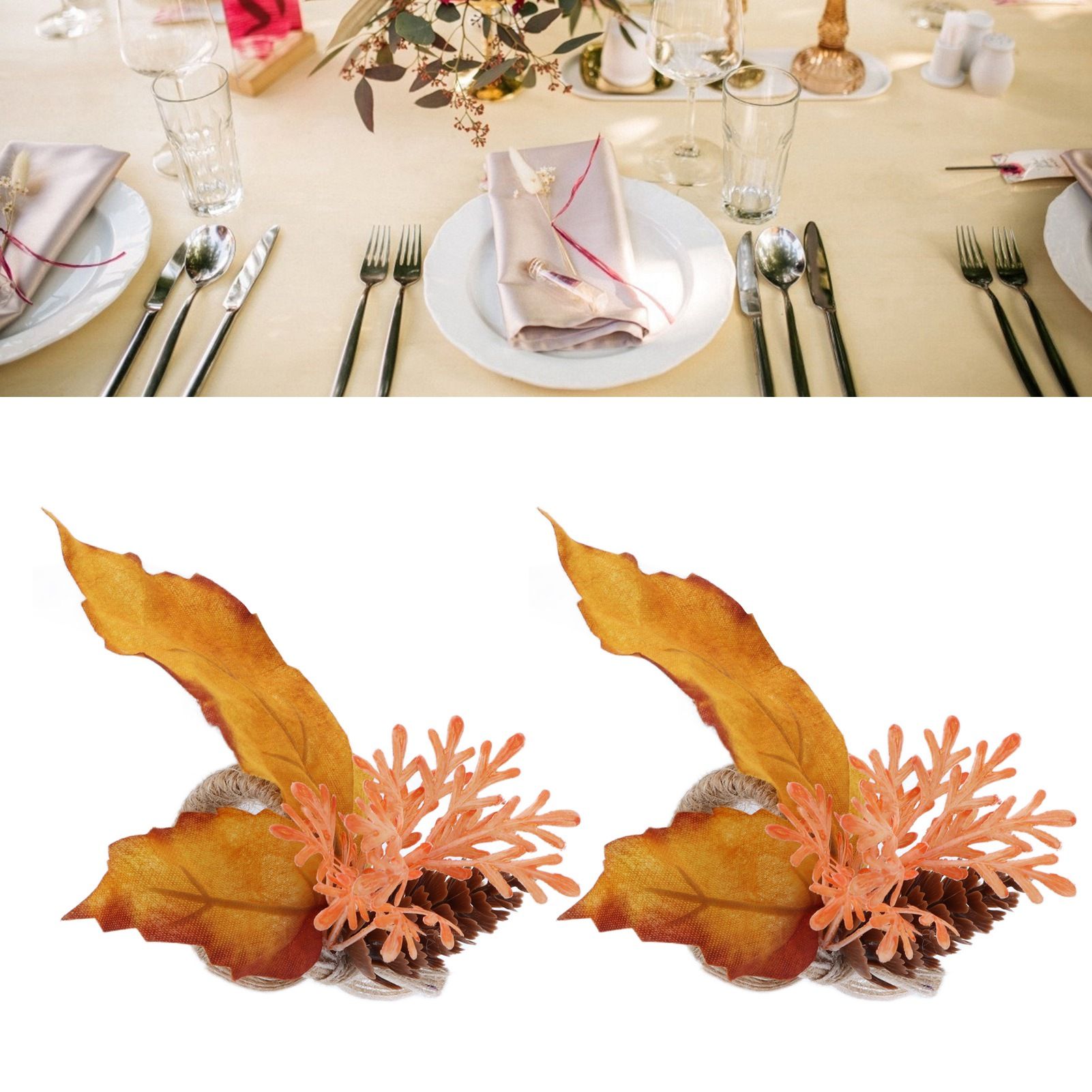 2Pcs Innovative Napkin Ring Decorative Simulation Flower Napkin Holder for view 11