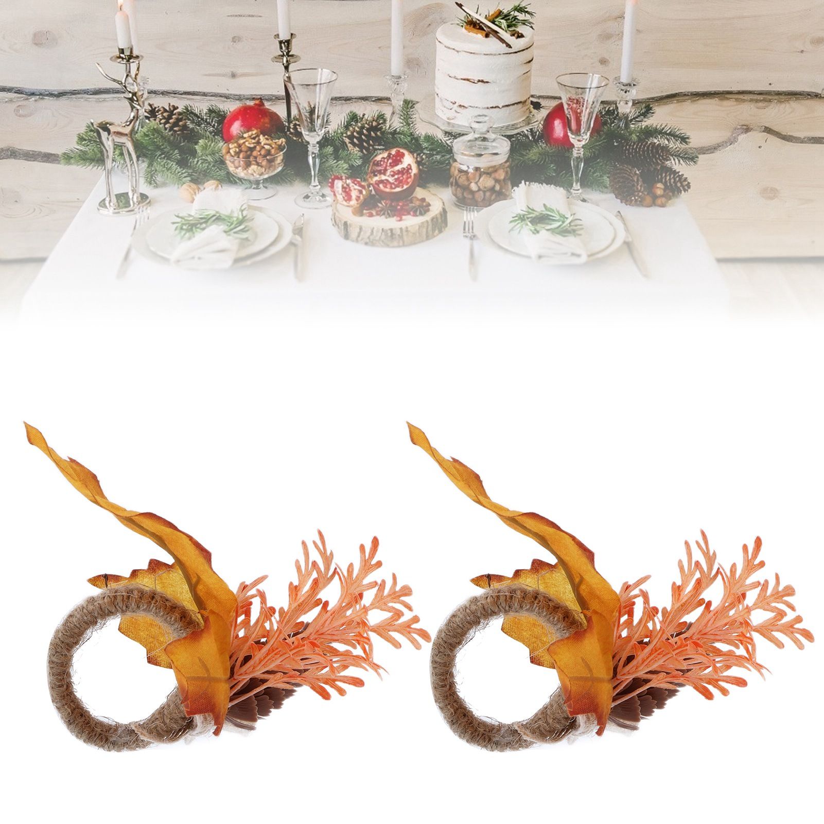 2Pcs Innovative Napkin Ring Decorative Simulation Flower Napkin Holder for view 12