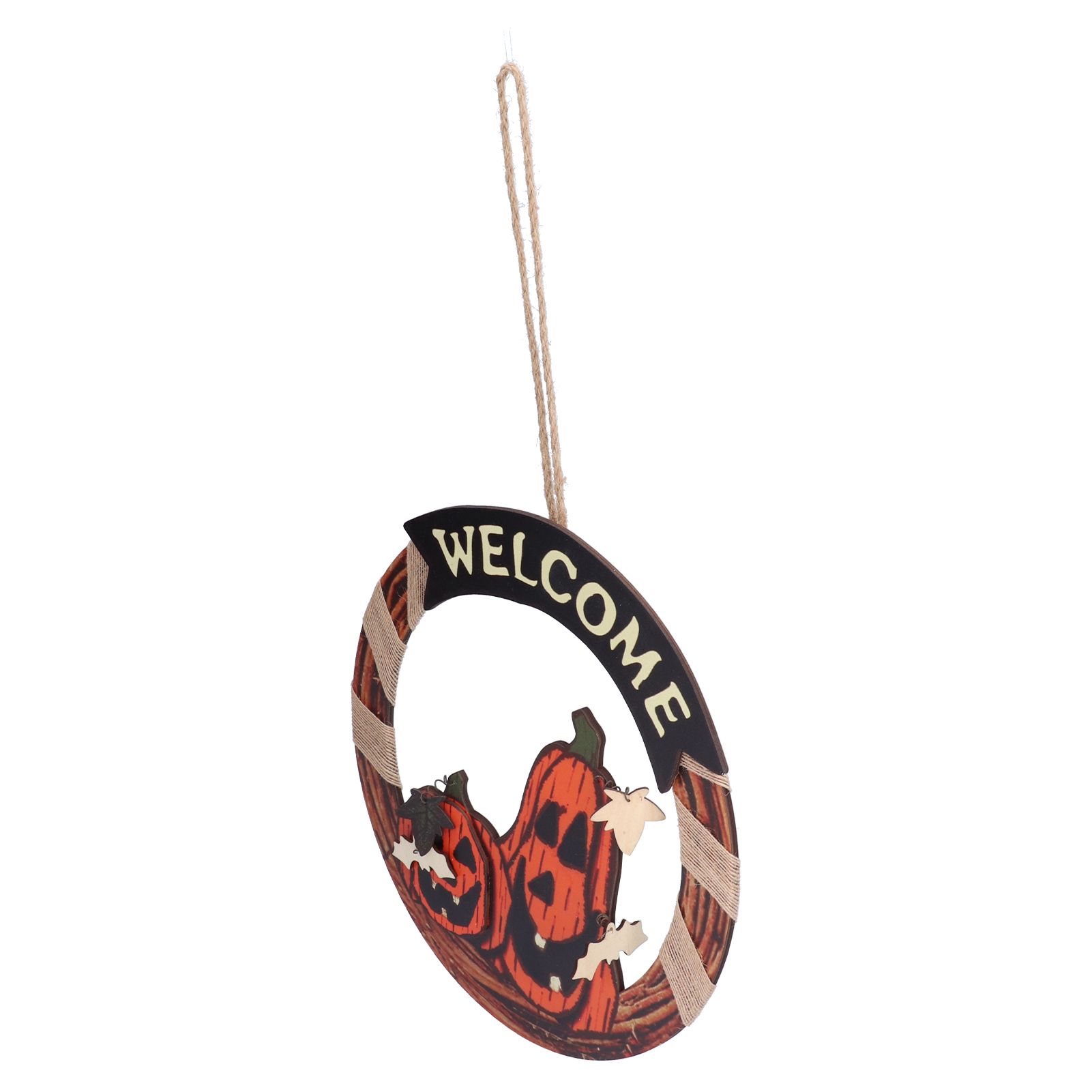 Halloween Welcome Sign Wooden Pumpkin Pattern Door Hanging Sign Decoration for view 6