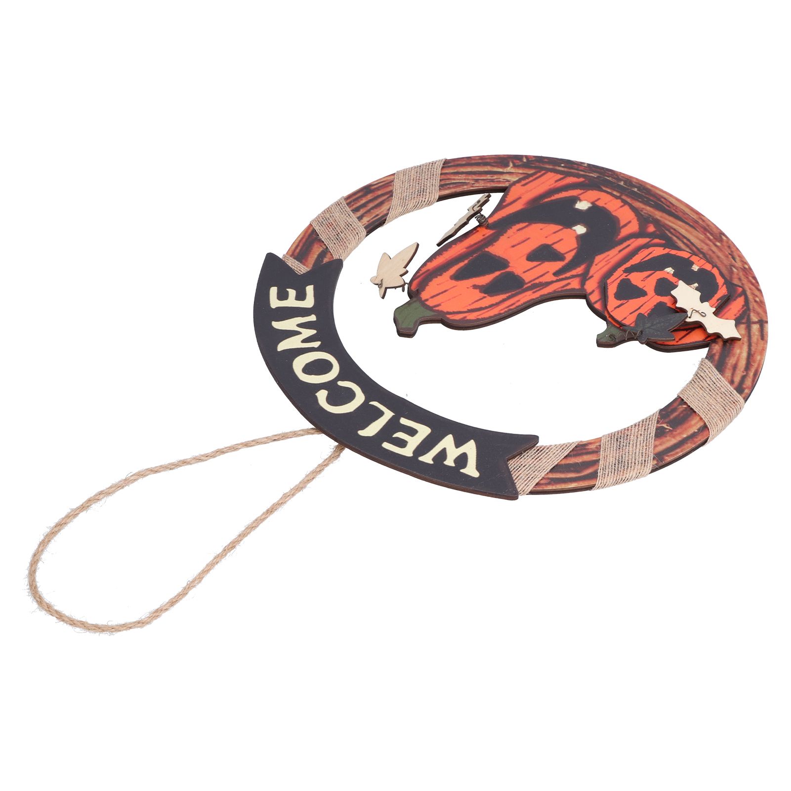 Halloween Welcome Sign Wooden Pumpkin Pattern Door Hanging Sign Decoration for view 8