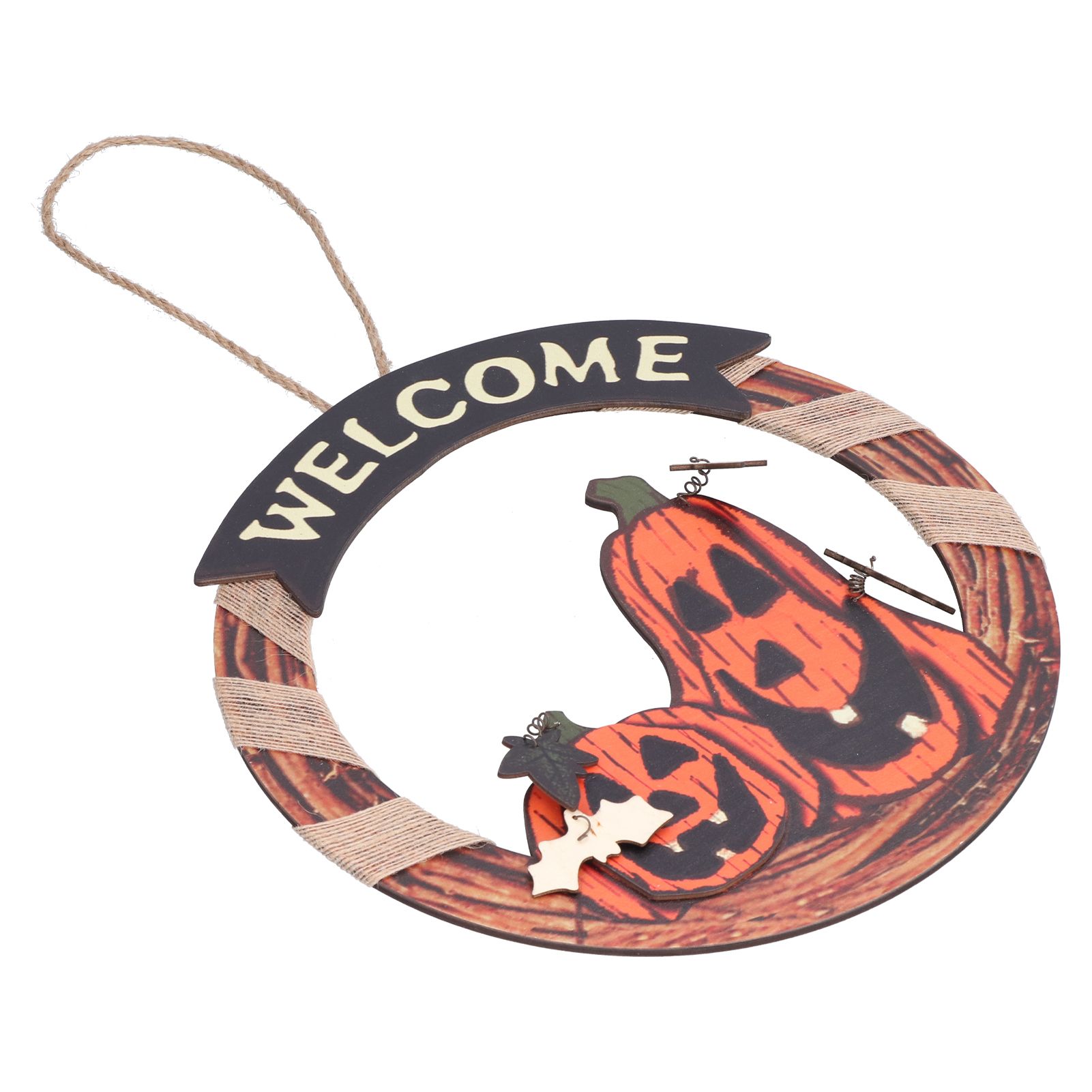 Halloween Welcome Sign Wooden Pumpkin Pattern Door Hanging Sign Decoration for view 9