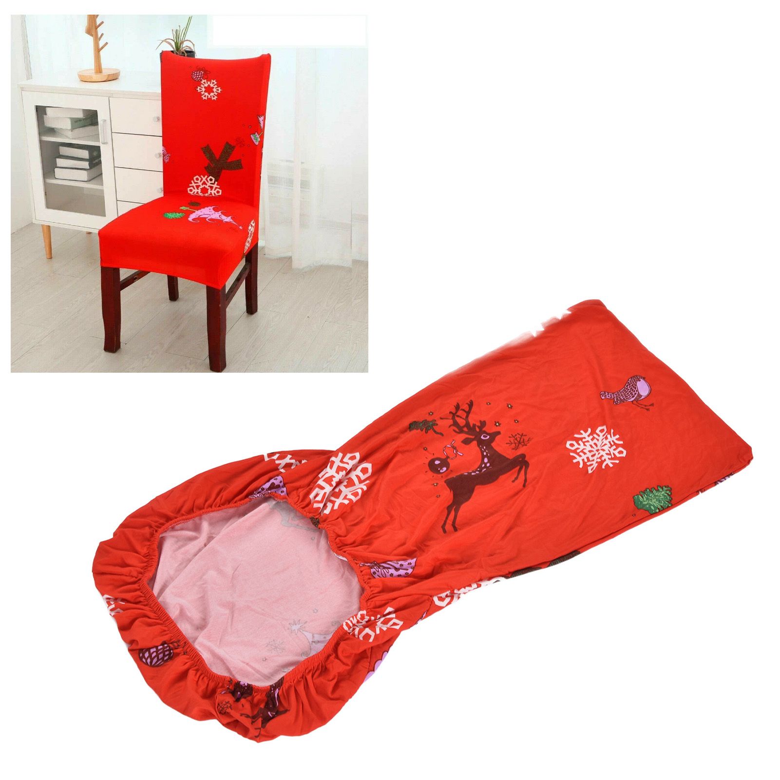 Polyurethane Fiber Christmas Chair Cover Stretchy Anti Folding Stretchable view 11