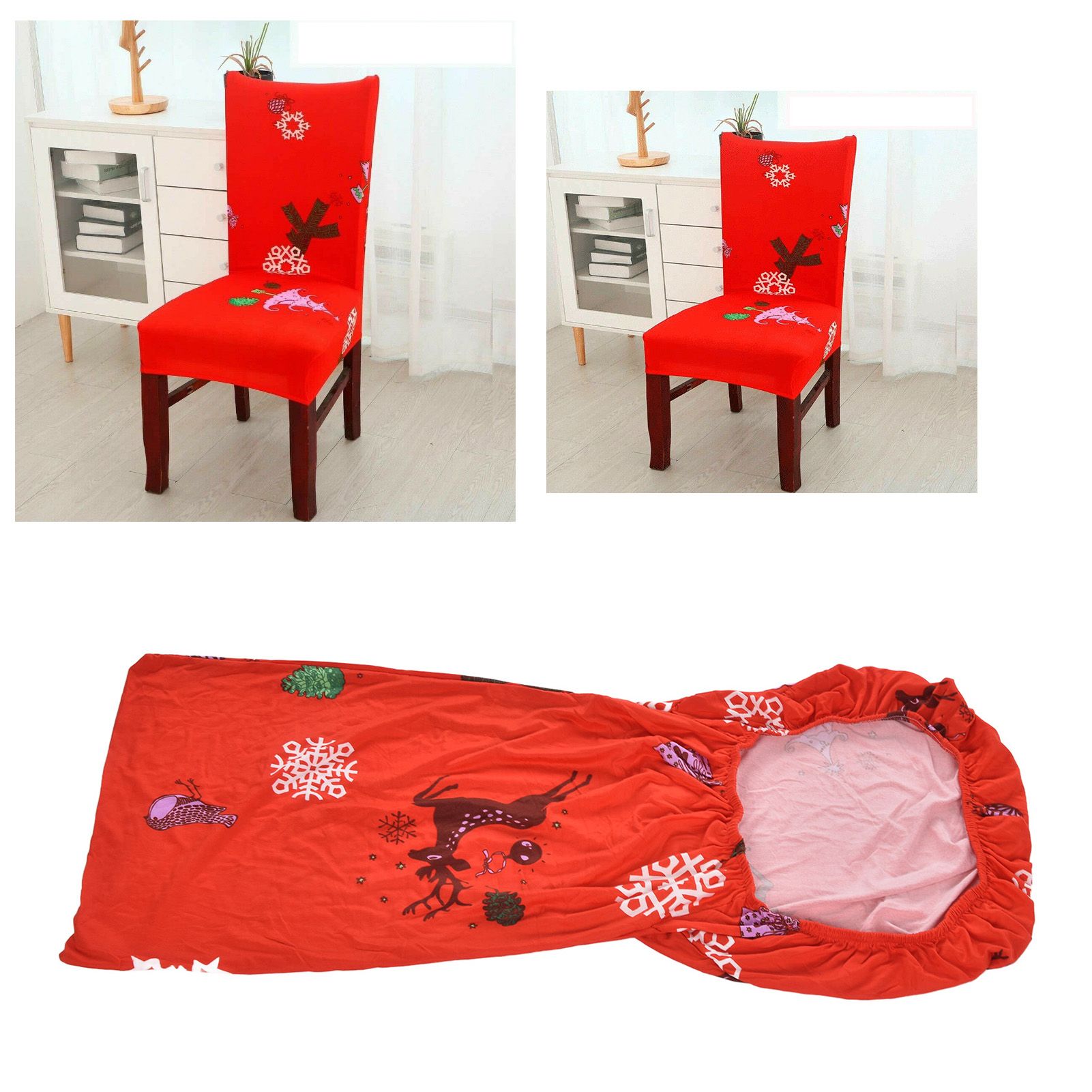Polyurethane Fiber Christmas Chair Cover Stretchy Anti Folding Stretchable view 12
