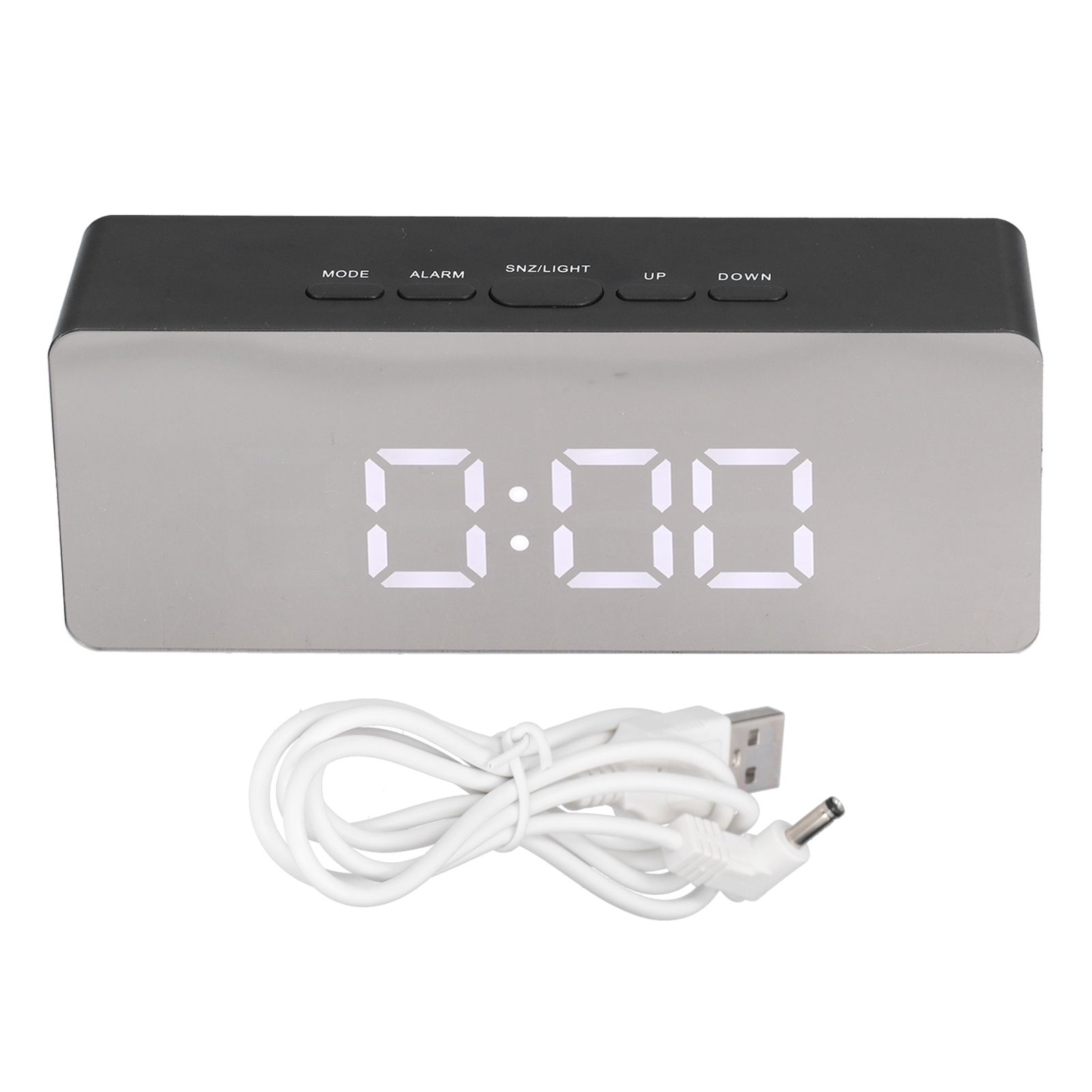 LED Mirror Alarm Clock Rectangular Digital Clock with Temperature Display for — image 1