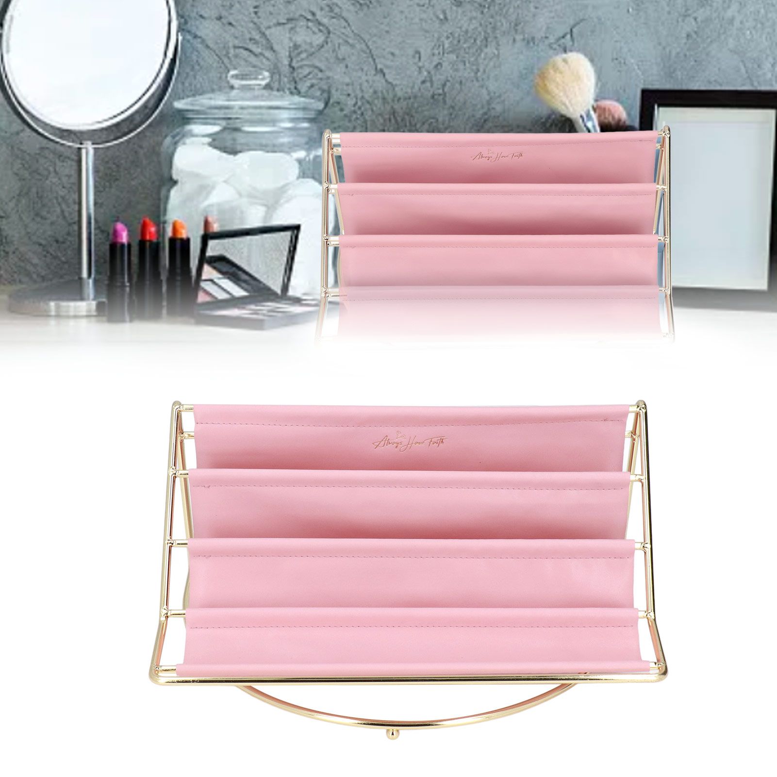 Desk Shelf Organizer Multi Layer Exquisite Premium Metal Leather Durable view 11