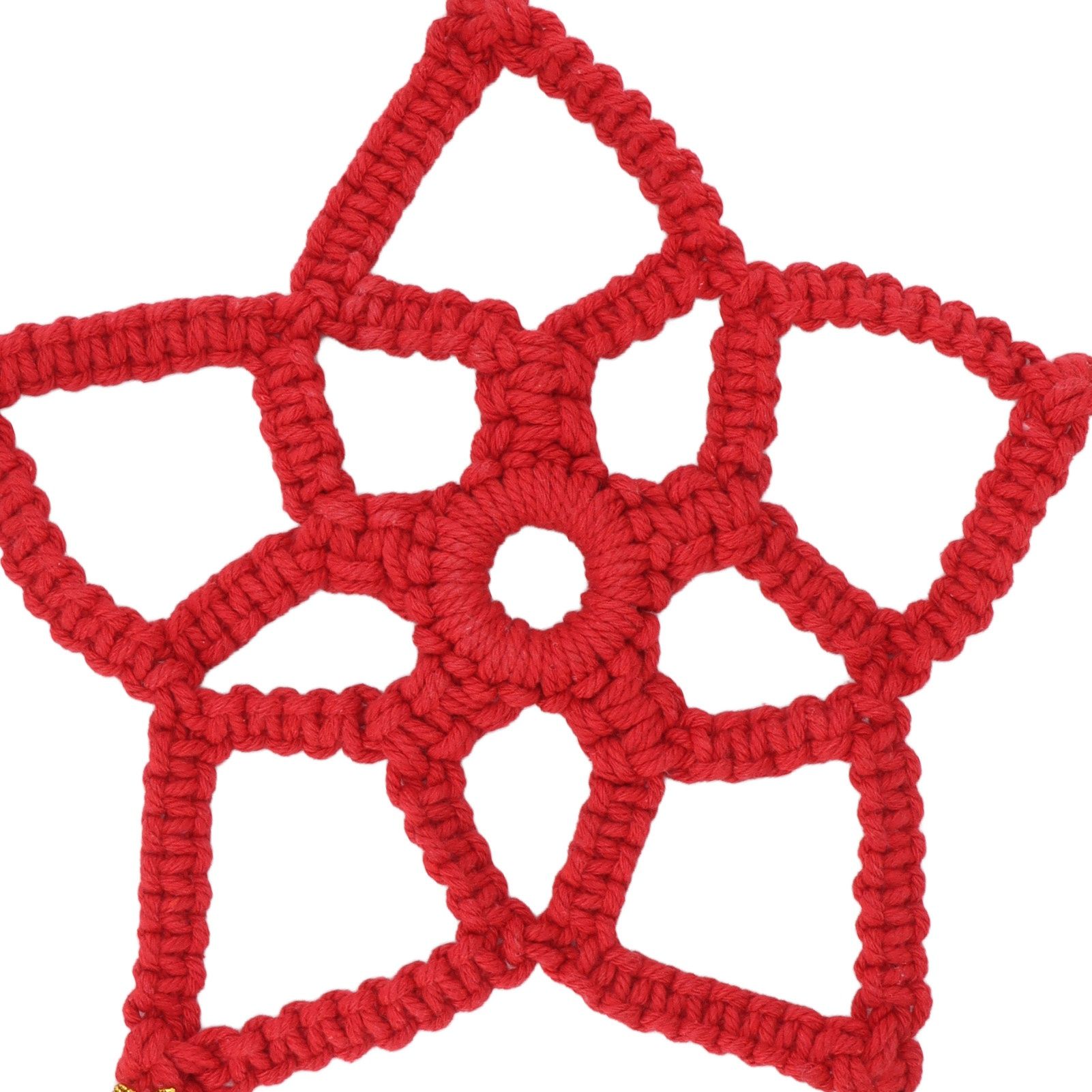 Hand Cotton Woven Hollow Star Ornament Red Five Pointed Star Ornaments Holiday view 14