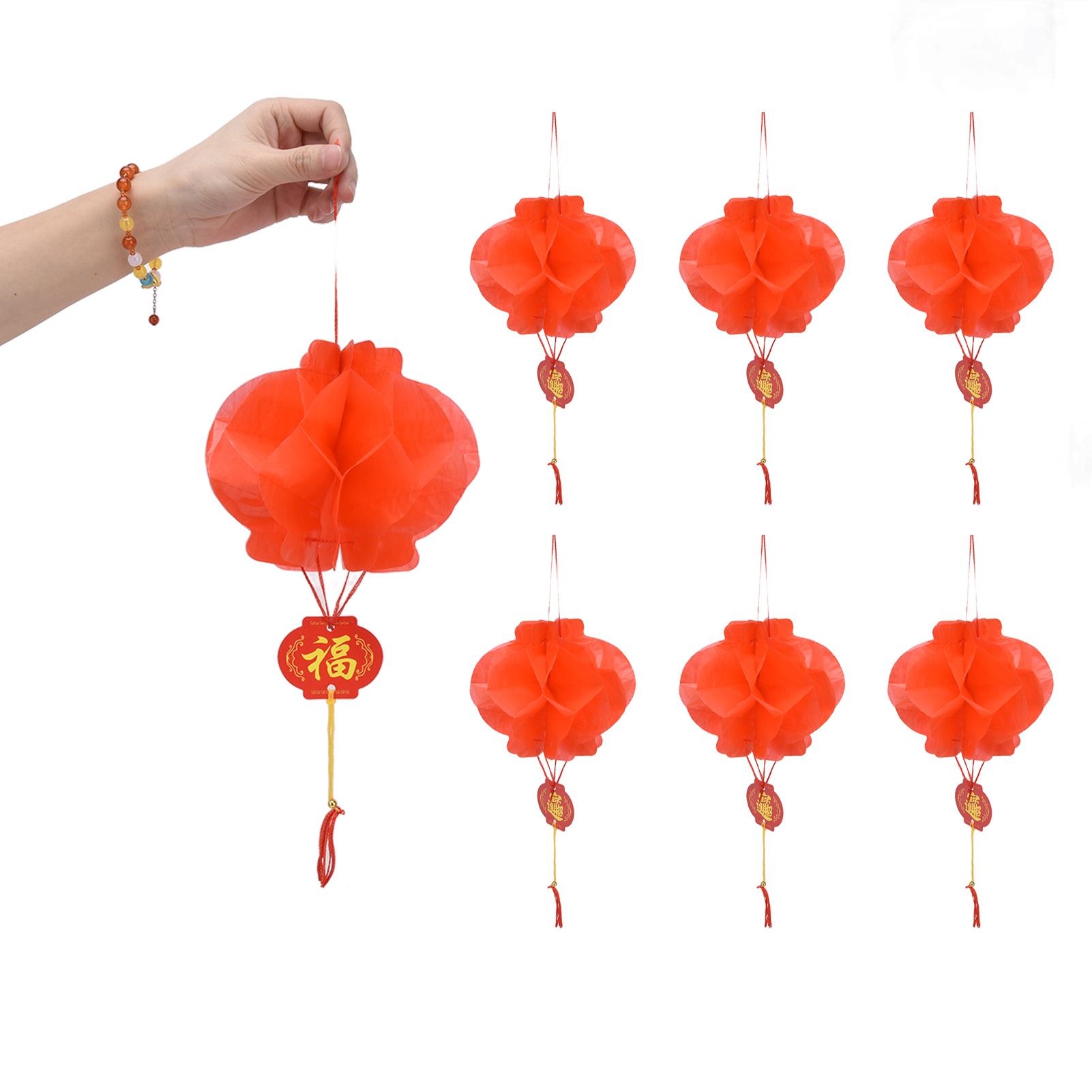 20Pcs Red Paper Chinese Decorative Lantern 15cm Diameter Hanging Ornaments for view 8