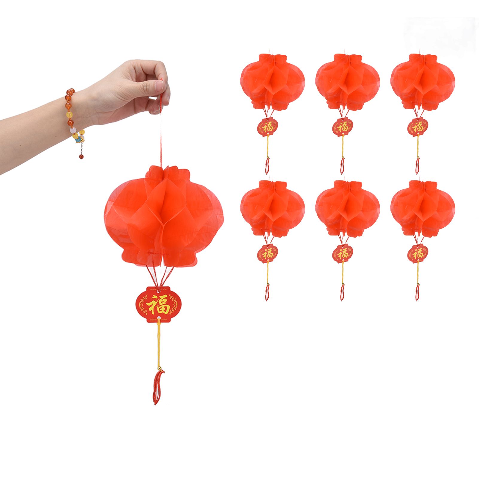 20Pcs Red Paper Chinese Decorative Lantern 15cm Diameter Hanging Ornaments for view 9
