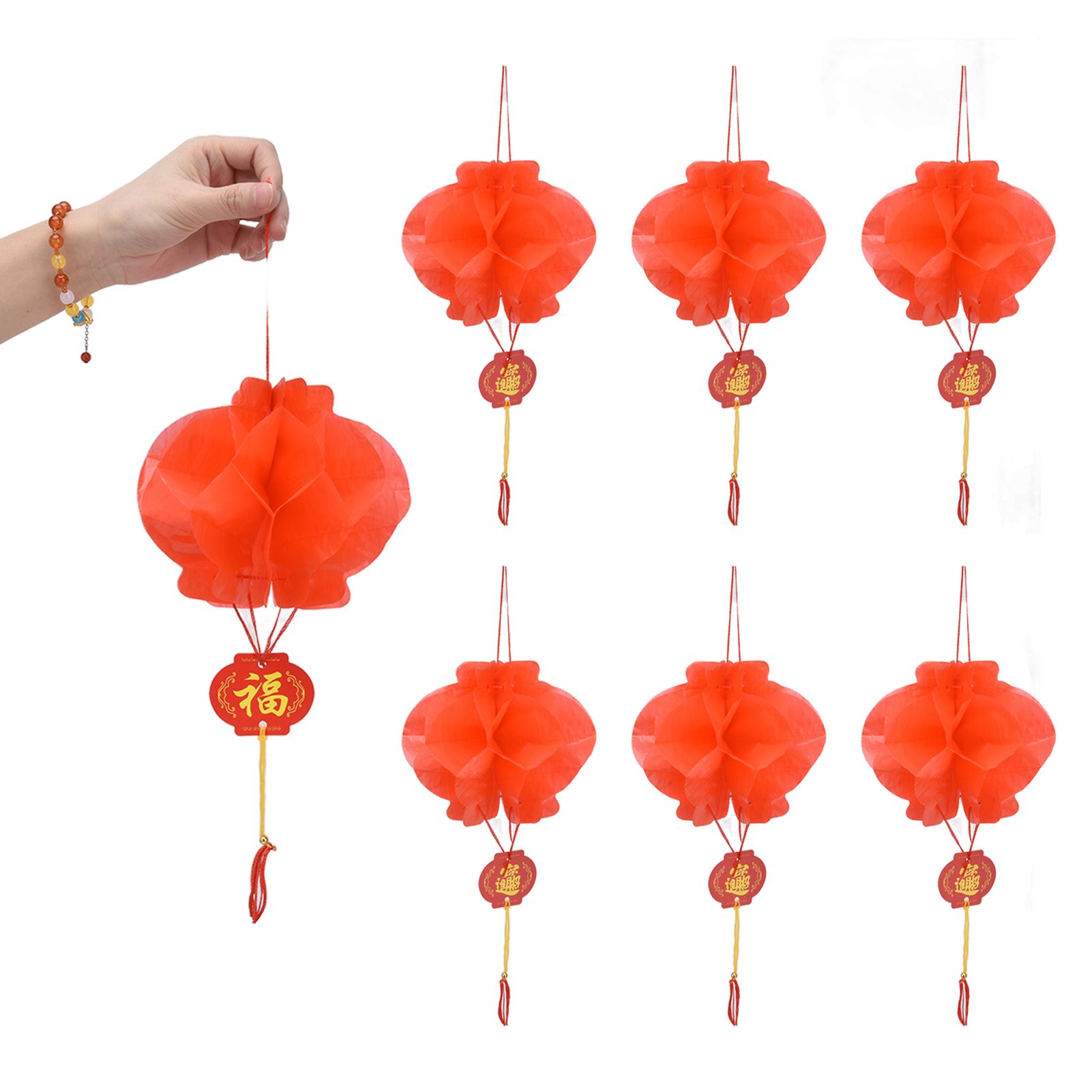 20Pcs Red Paper Chinese Decorative Lantern 15cm Diameter Hanging Ornaments for view 10