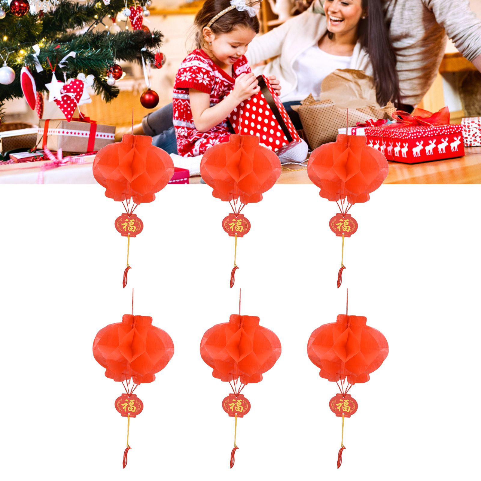 20Pcs Red Paper Chinese Decorative Lantern 15cm Diameter Hanging Ornaments for view 11