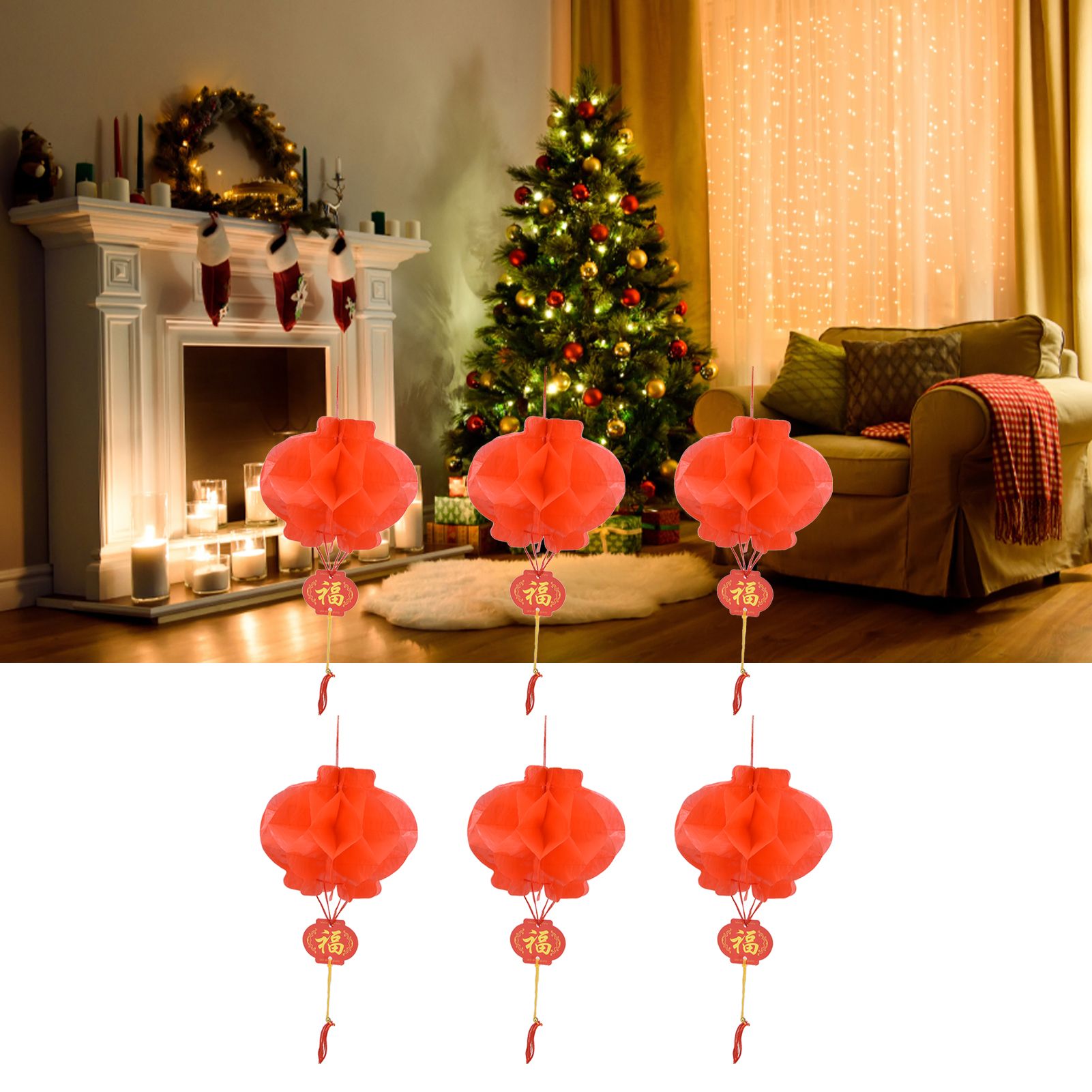 20Pcs Red Paper Chinese Decorative Lantern 15cm Diameter Hanging Ornaments for view 12