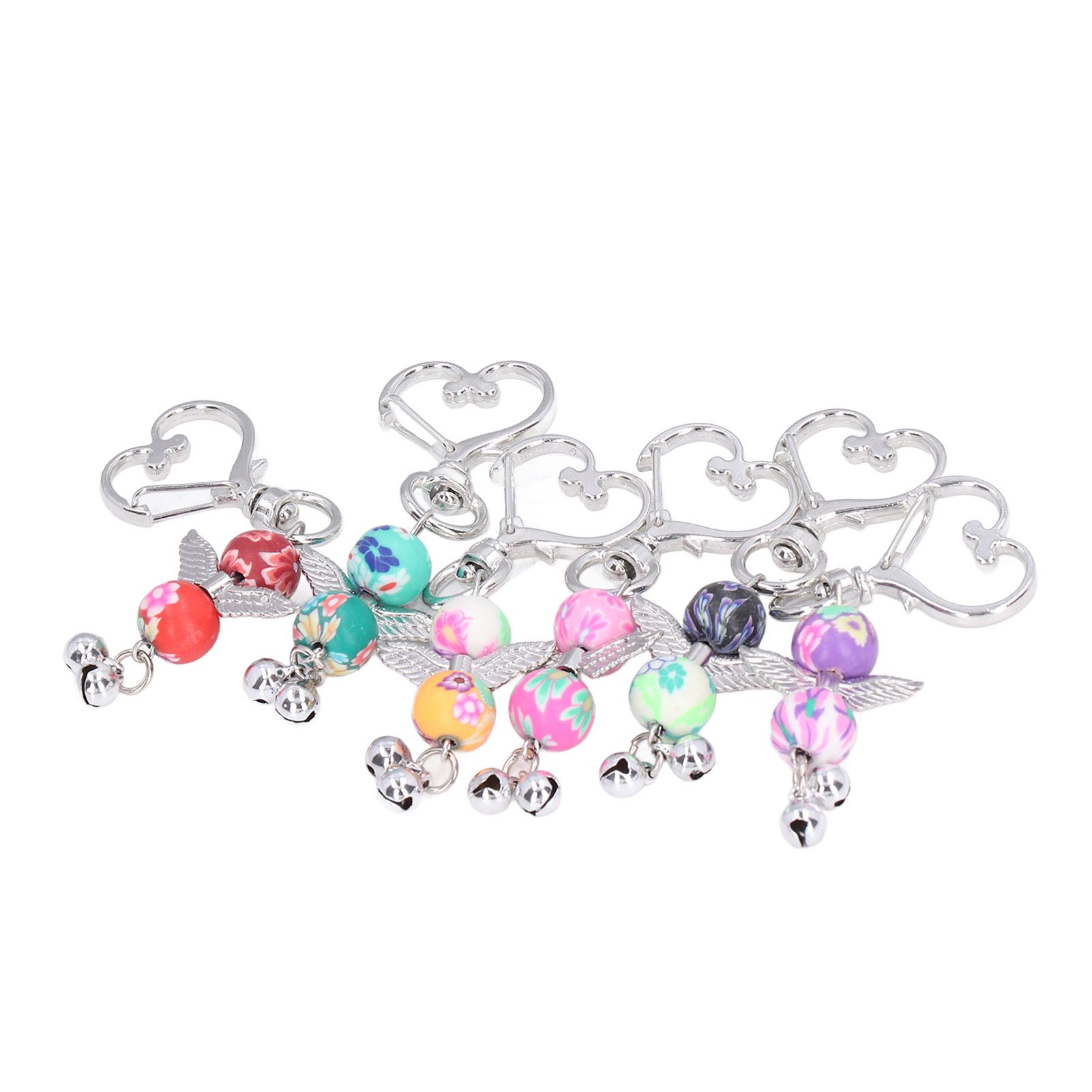 30PCS Key Pendant Metal Angel Wing Decorative Keychain with Colorful Pattern view 2