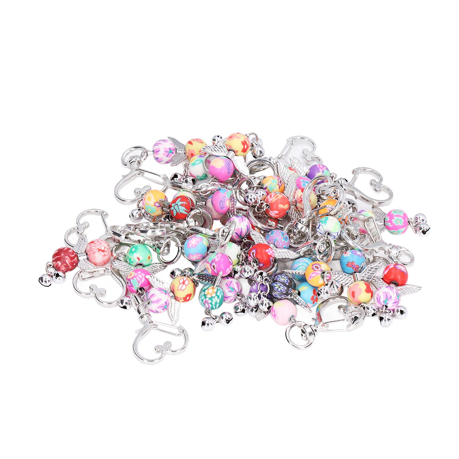 30PCS Key Pendant Metal Angel Wing Decorative Keychain with Colorful Pattern view 4