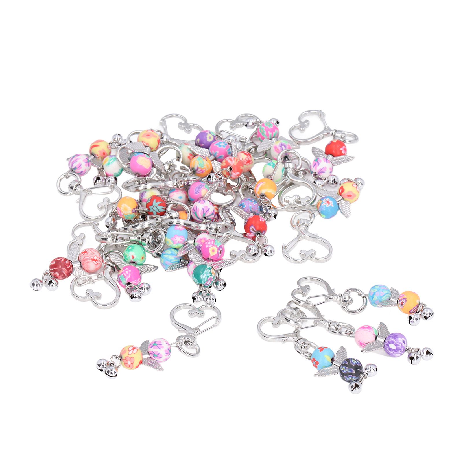 30PCS Key Pendant Metal Angel Wing Decorative Keychain with Colorful Pattern view 5