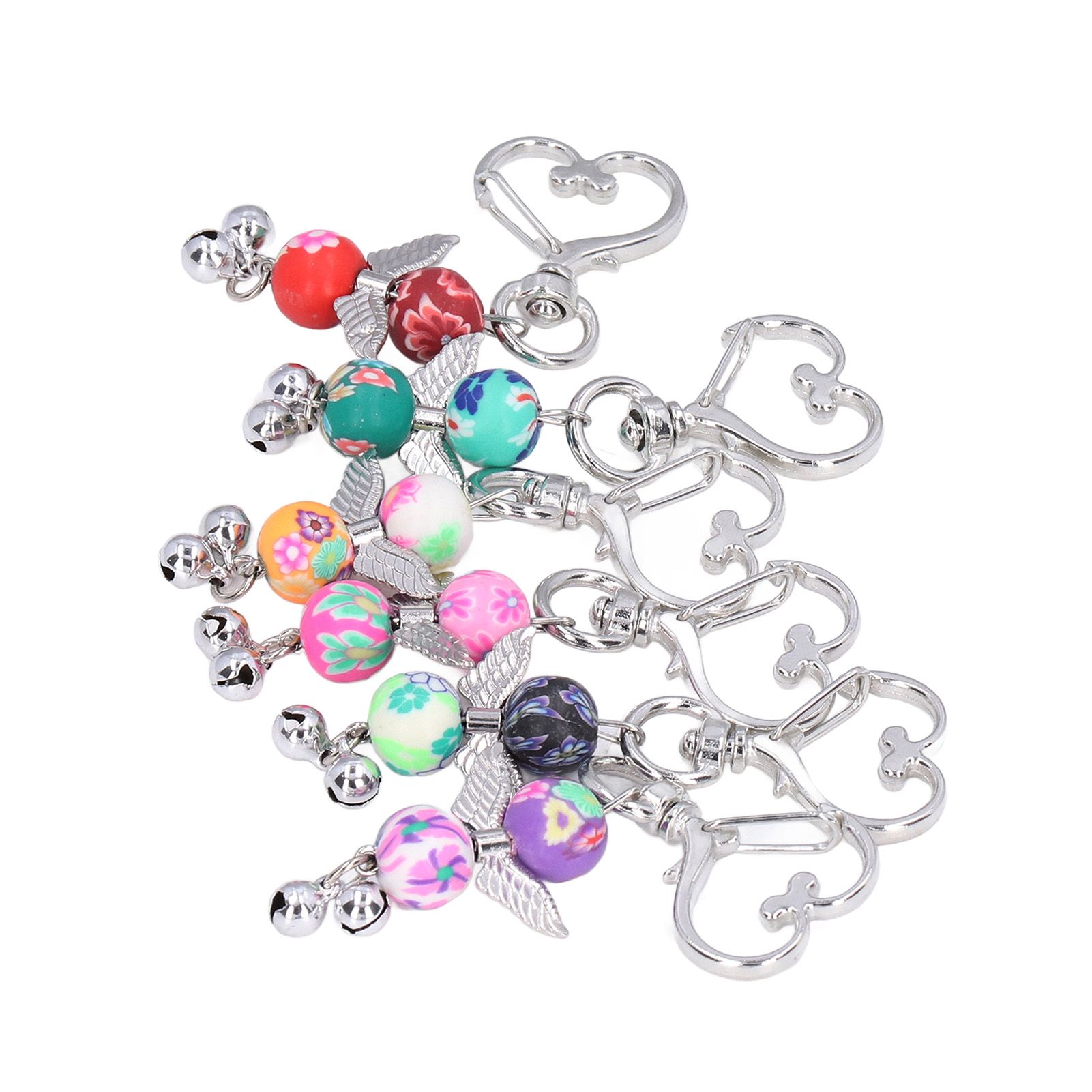 30PCS Key Pendant Metal Angel Wing Decorative Keychain with Colorful Pattern view 6