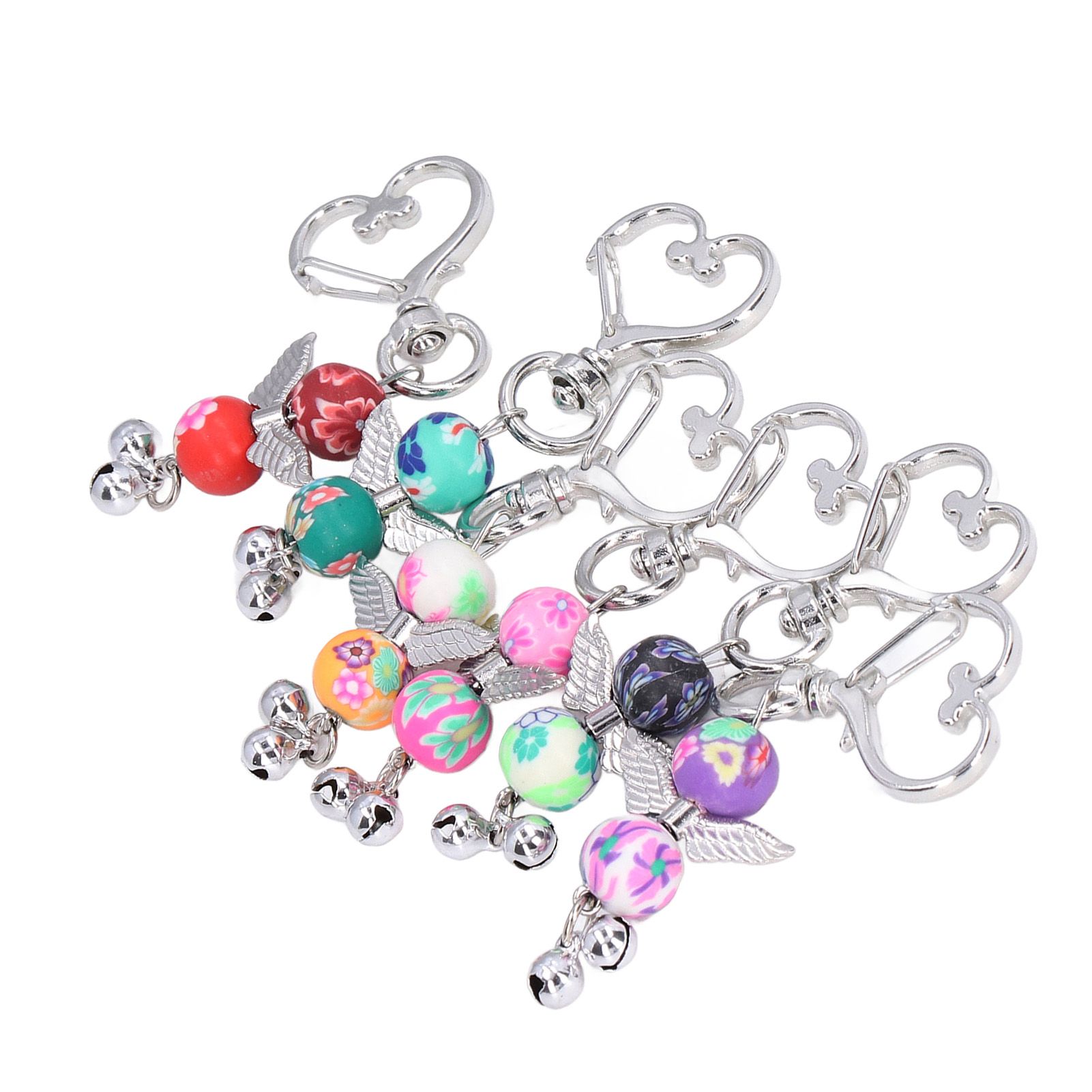 30PCS Key Pendant Metal Angel Wing Decorative Keychain with Colorful Pattern view 7