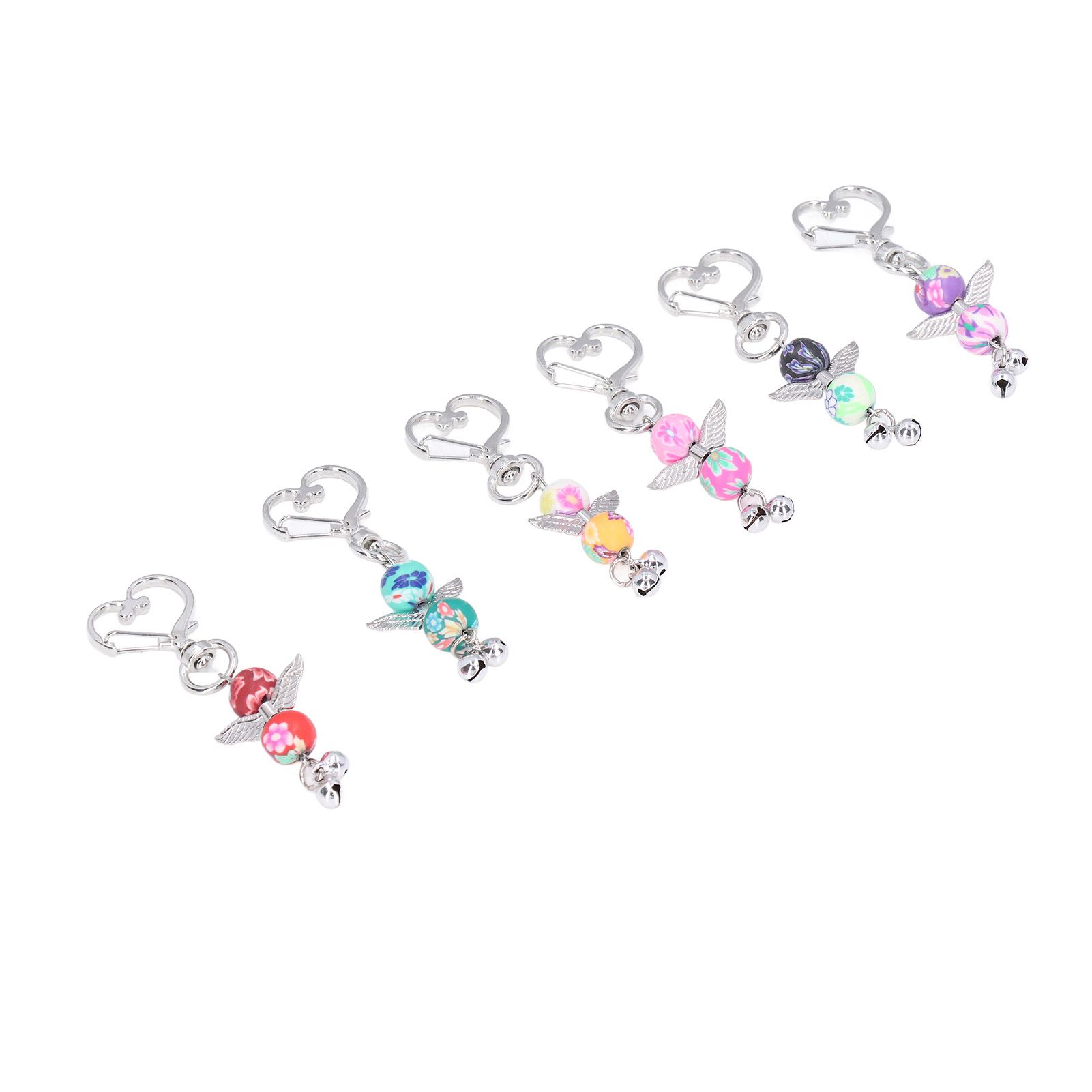 30PCS Key Pendant Metal Angel Wing Decorative Keychain with Colorful Pattern view 8