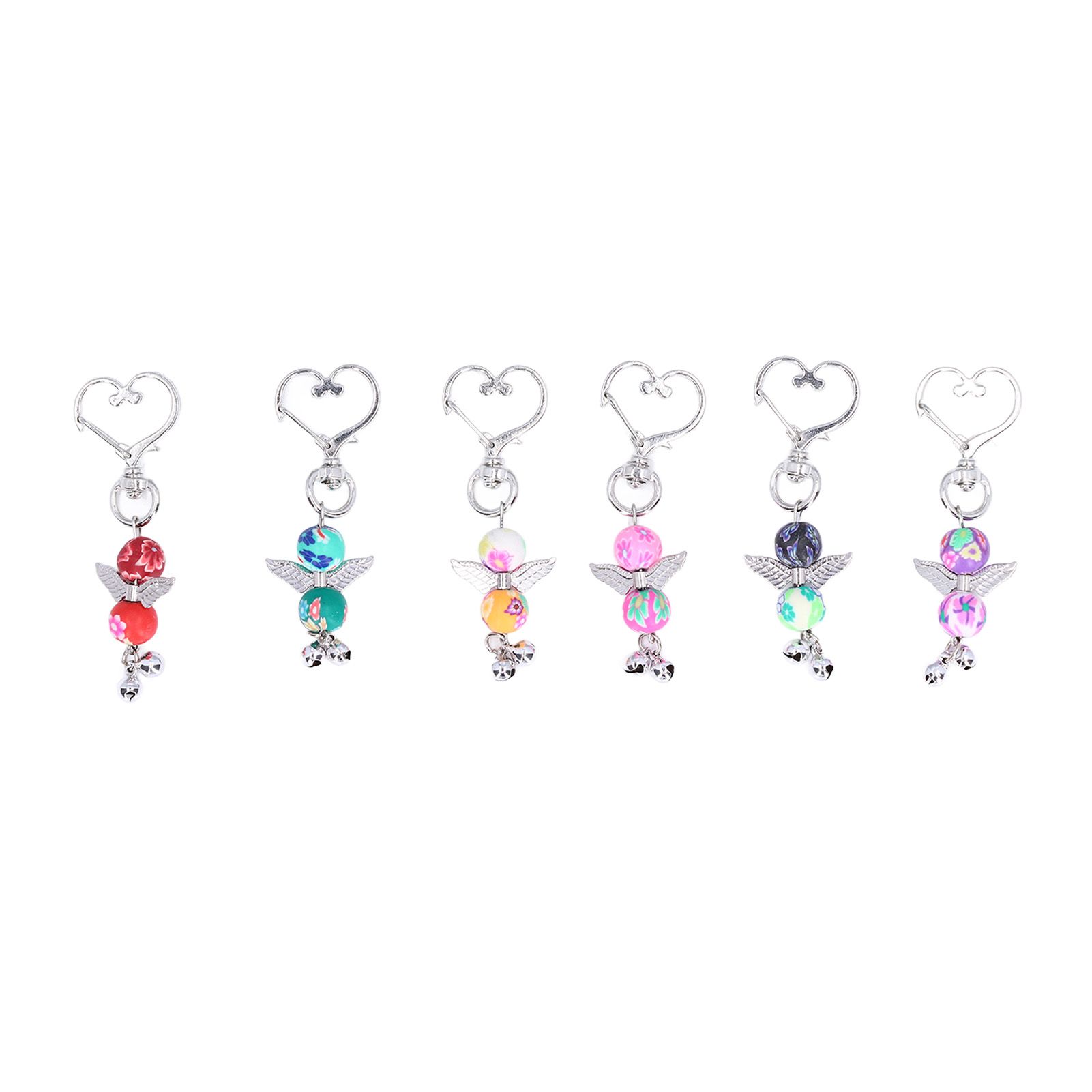 30PCS Key Pendant Metal Angel Wing Decorative Keychain with Colorful Pattern view 9