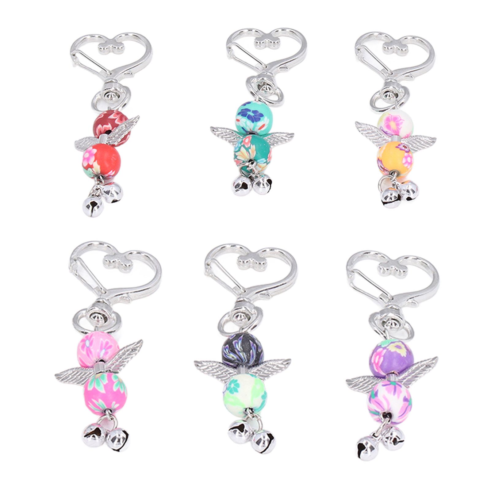 30PCS Key Pendant Metal Angel Wing Decorative Keychain with Colorful Pattern view 10