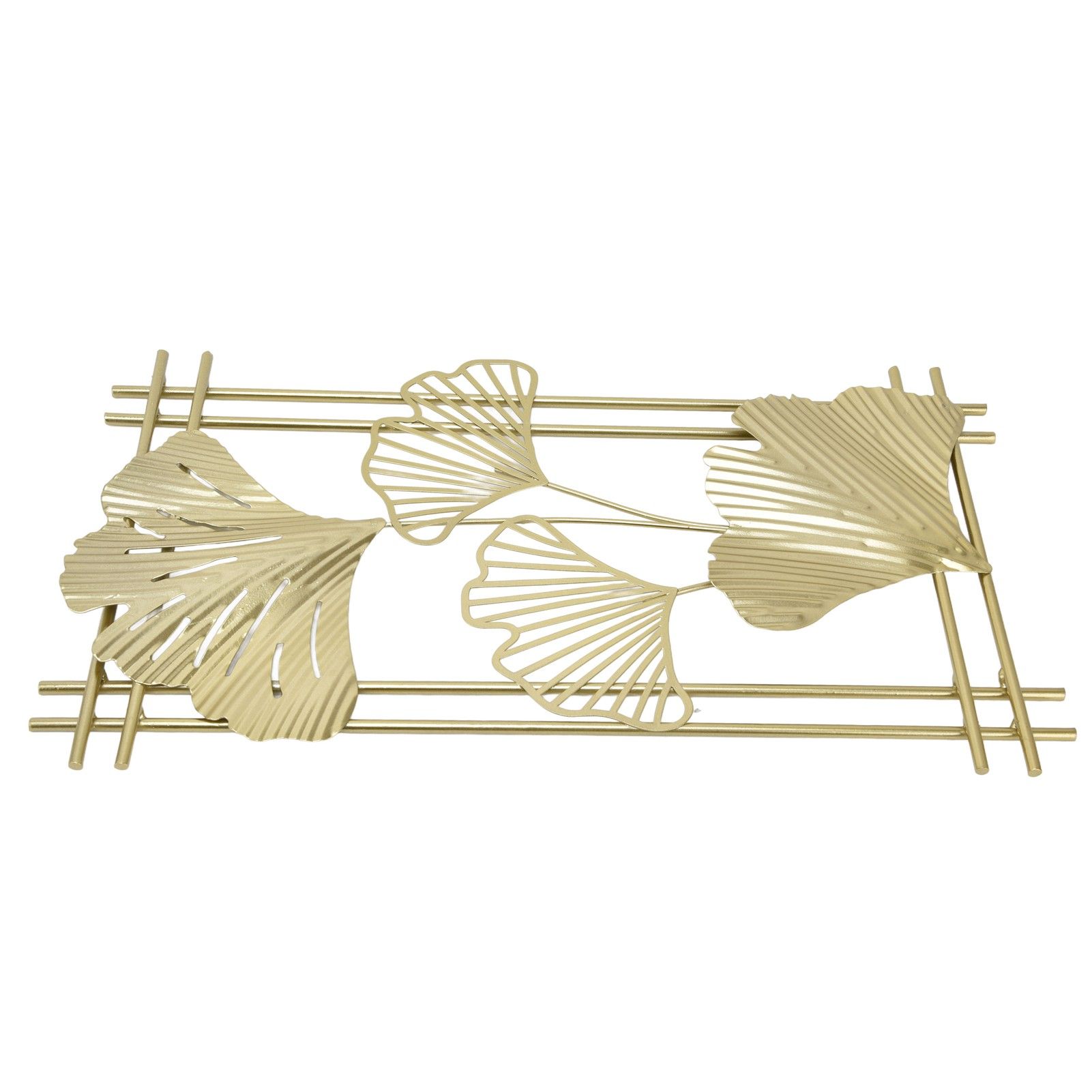 Gold Metal Wall Decor Golden Leaf Wall Hanging Decor Art Sculpture with Frame view 2