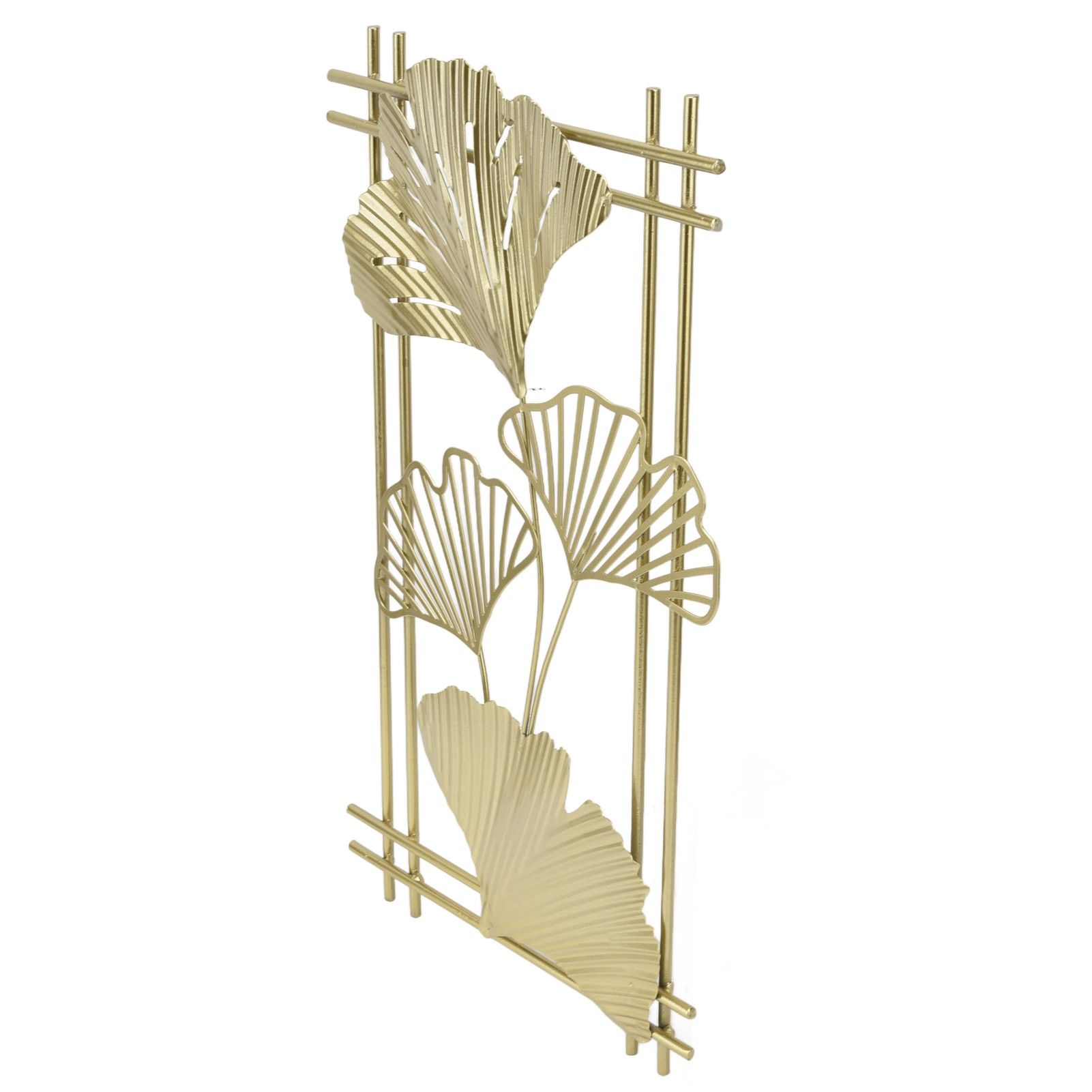 Gold Metal Wall Decor Golden Leaf Wall Hanging Decor Art Sculpture with Frame view 3