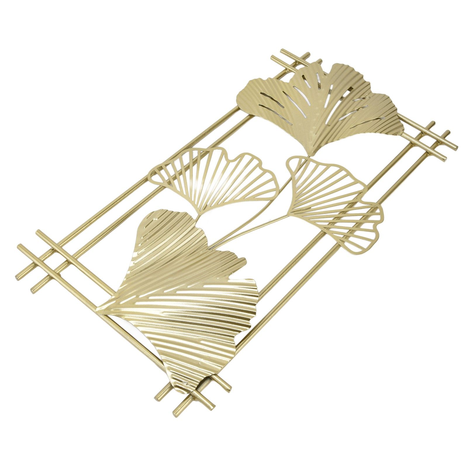 Gold Metal Wall Decor Golden Leaf Wall Hanging Decor Art Sculpture with Frame view 4