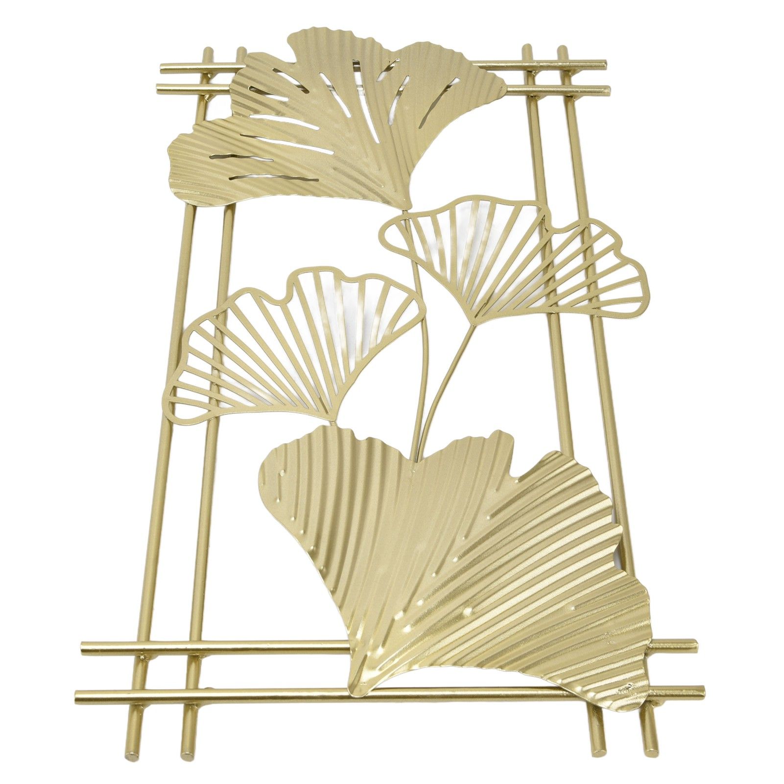 Gold Metal Wall Decor Golden Leaf Wall Hanging Decor Art Sculpture with Frame view 5