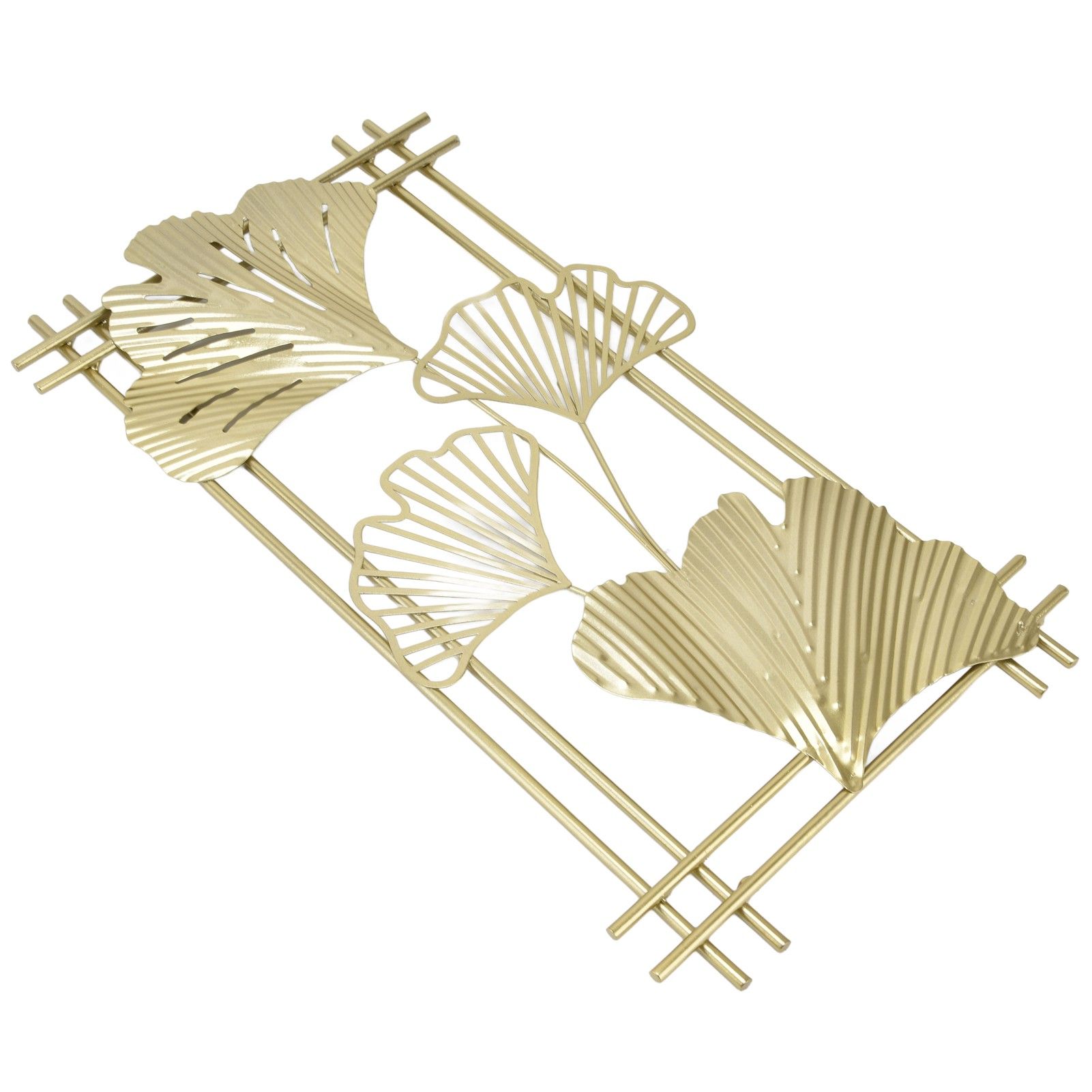 Gold Metal Wall Decor Golden Leaf Wall Hanging Decor Art Sculpture with Frame view 7