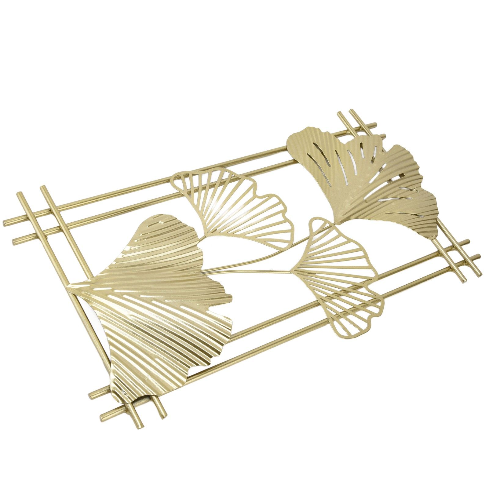 Gold Metal Wall Decor Golden Leaf Wall Hanging Decor Art Sculpture with Frame view 8
