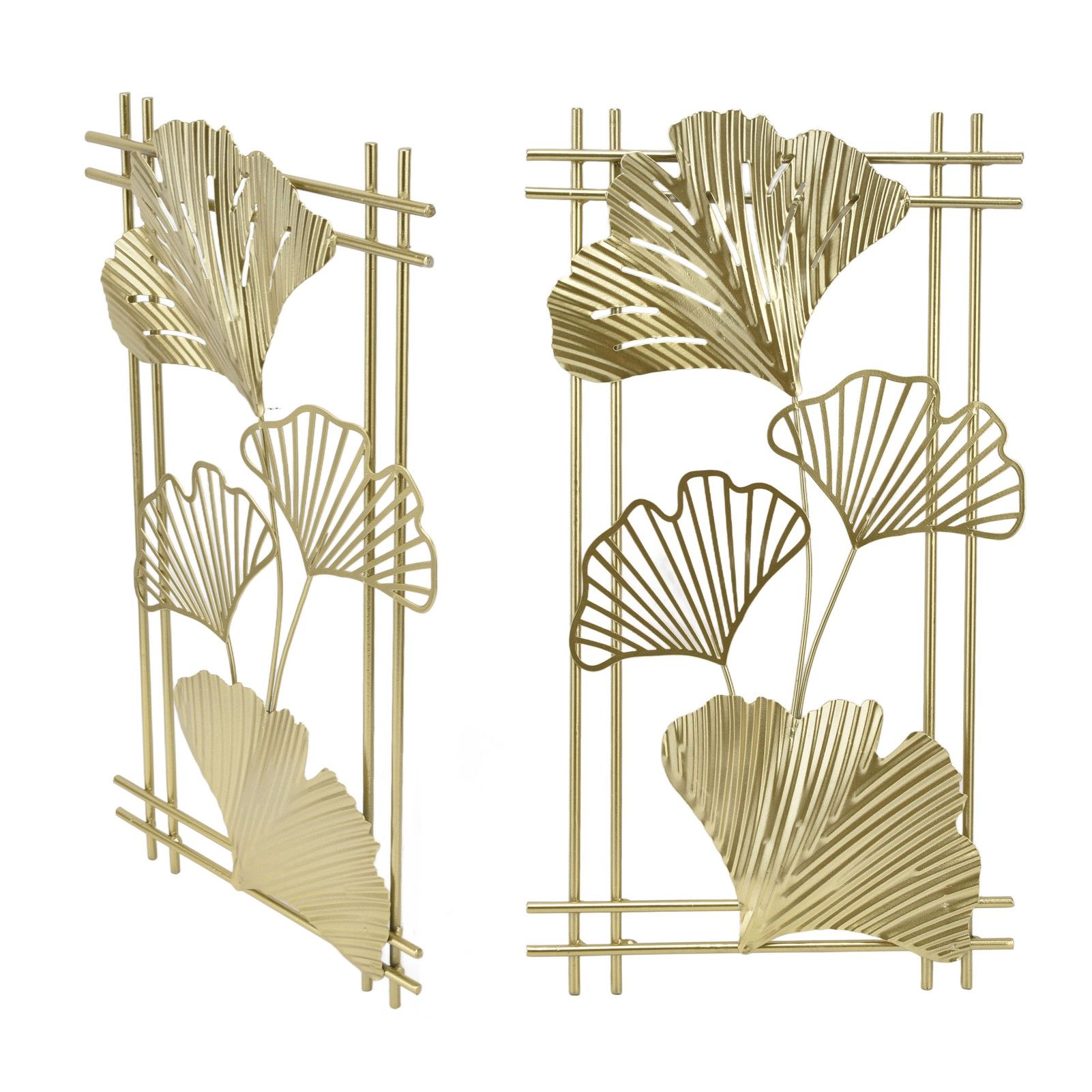 Gold Metal Wall Decor Golden Leaf Wall Hanging Decor Art Sculpture with Frame view 9