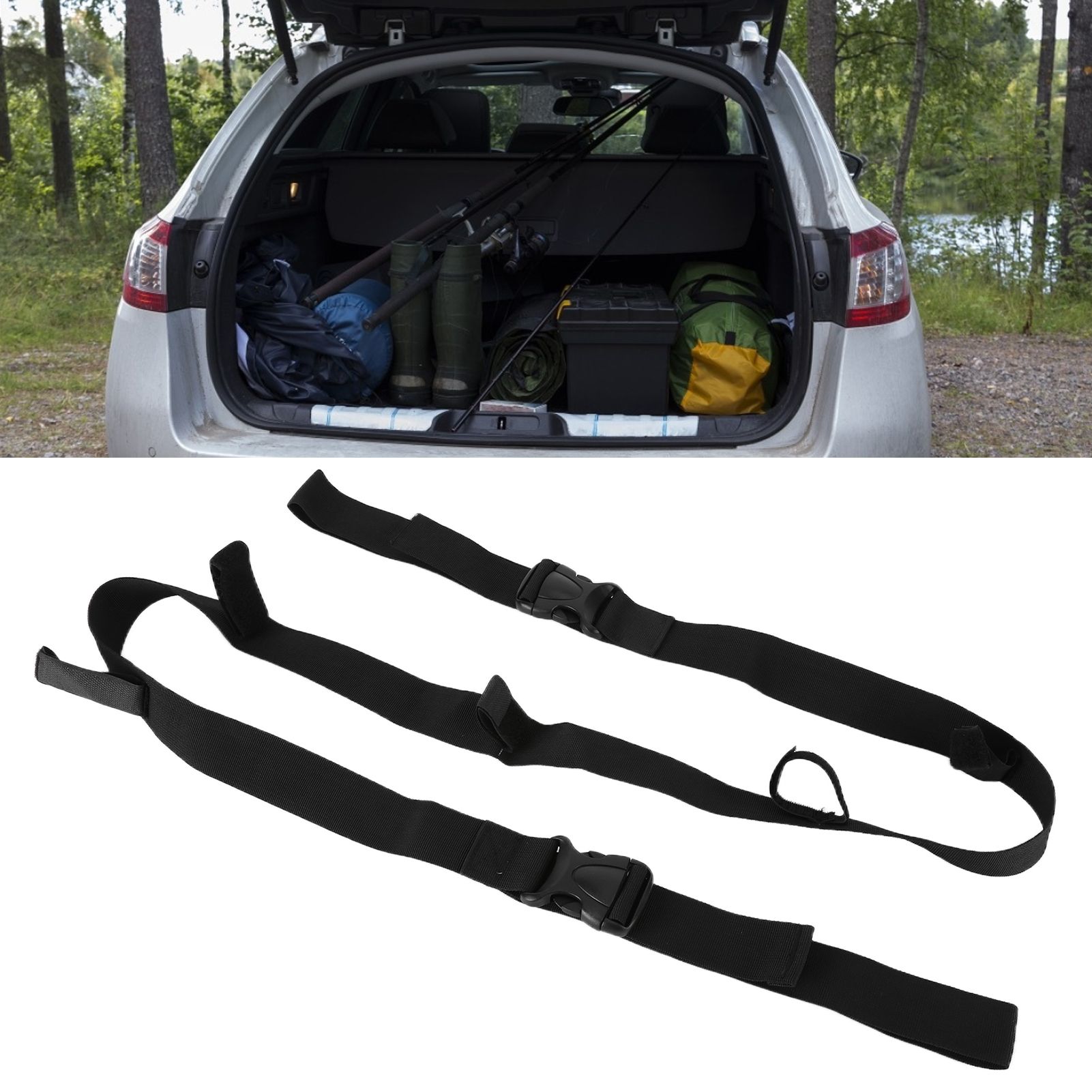 Vehicle‑Mounted Fishing Rod Holder Carrier 5 Hole Pole Rack Belt Strap Fishing view 12