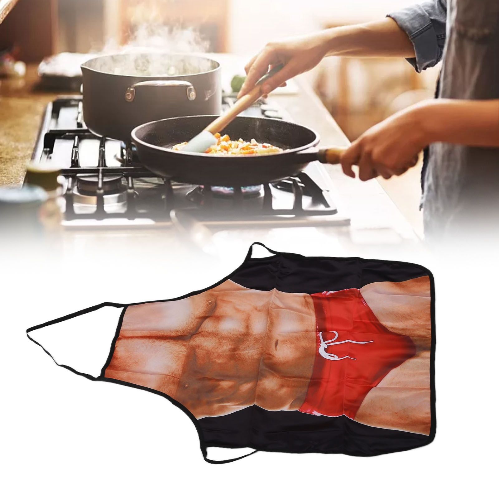 Muscle Pattern Funny Novelty Apron Kitchen Apron for Men Women Chef Waitress view 11