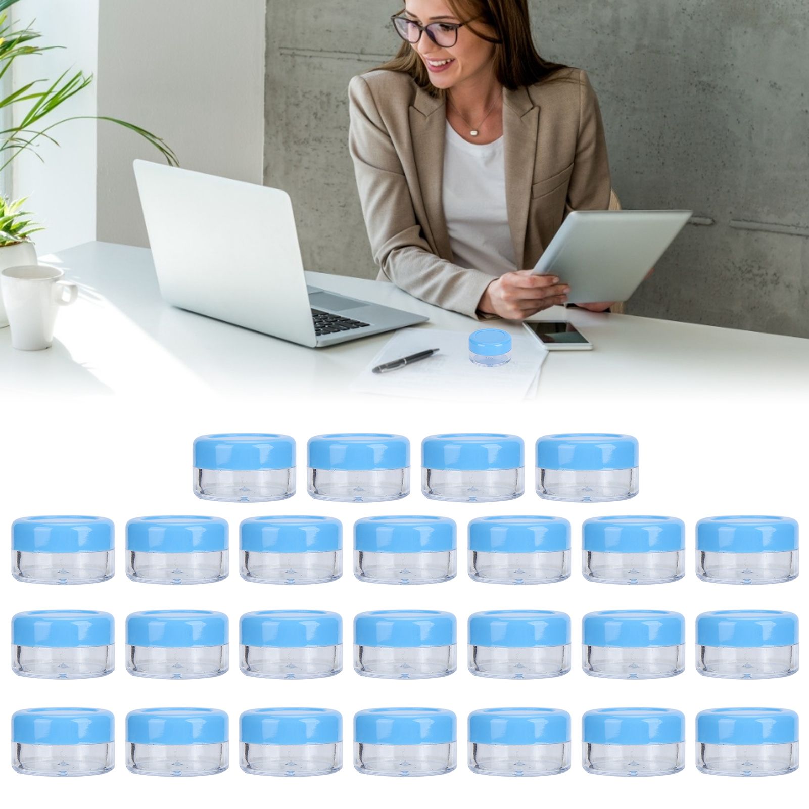 Empty Cream Container 25pcs Plastic Compact Round Small Cosmetic Jar for Travel view 11