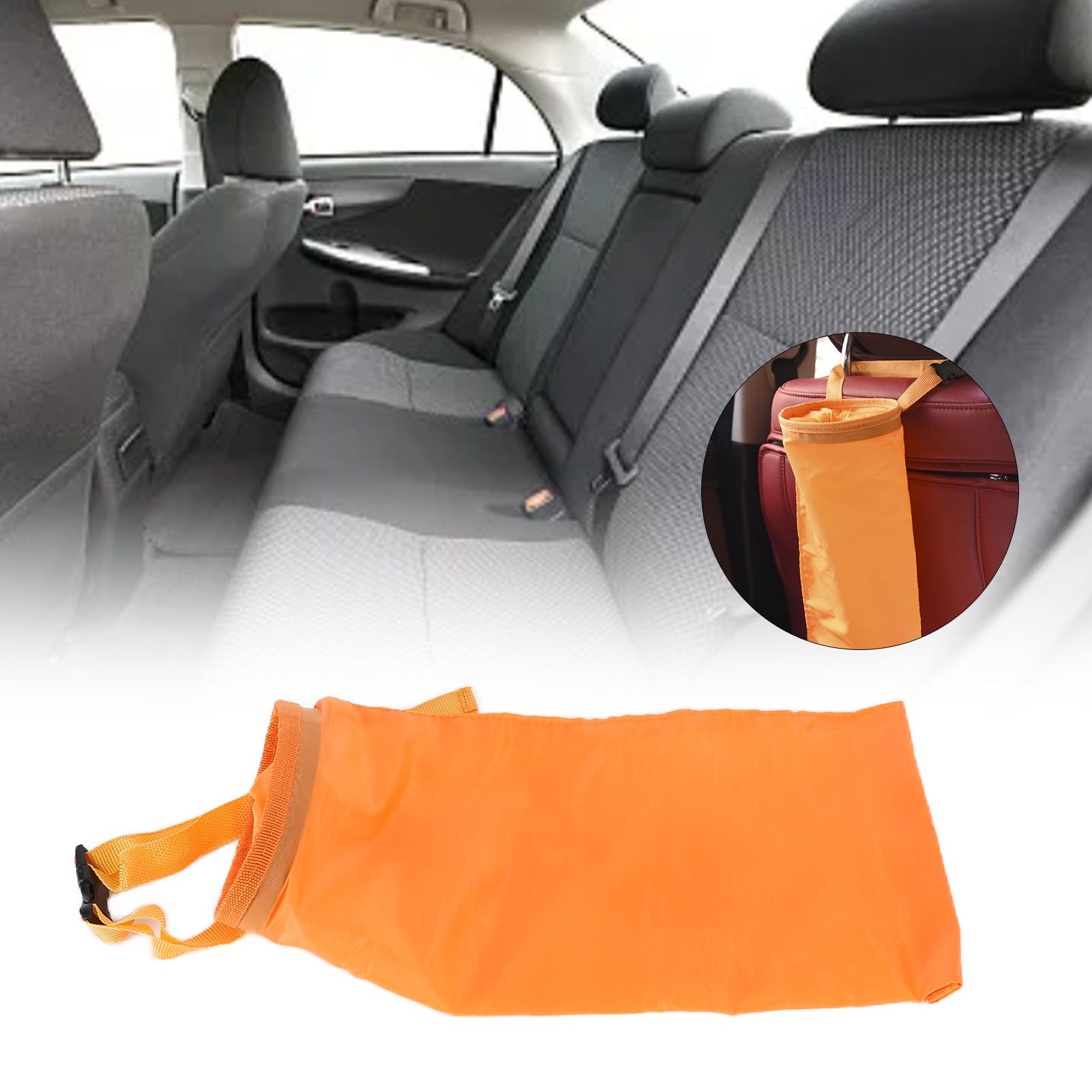 Multifunctional Car Waste Bin Garbage Bag Back Seat Hanging Storage Bag Travel view 12