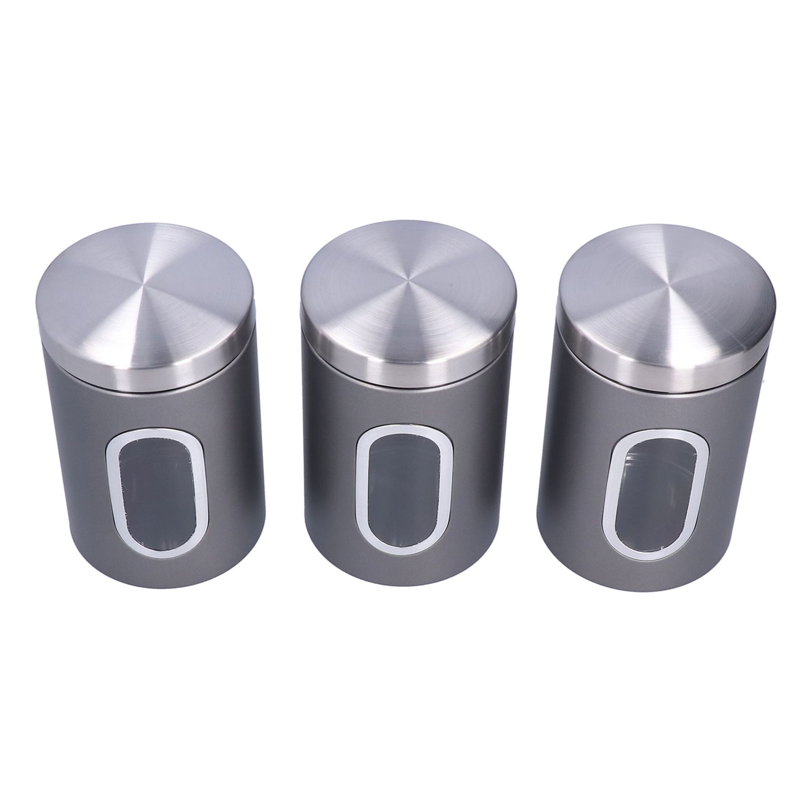3Pcs Storage Jar Stainless Steel Food Tea Nut Container with Window Durable view 2