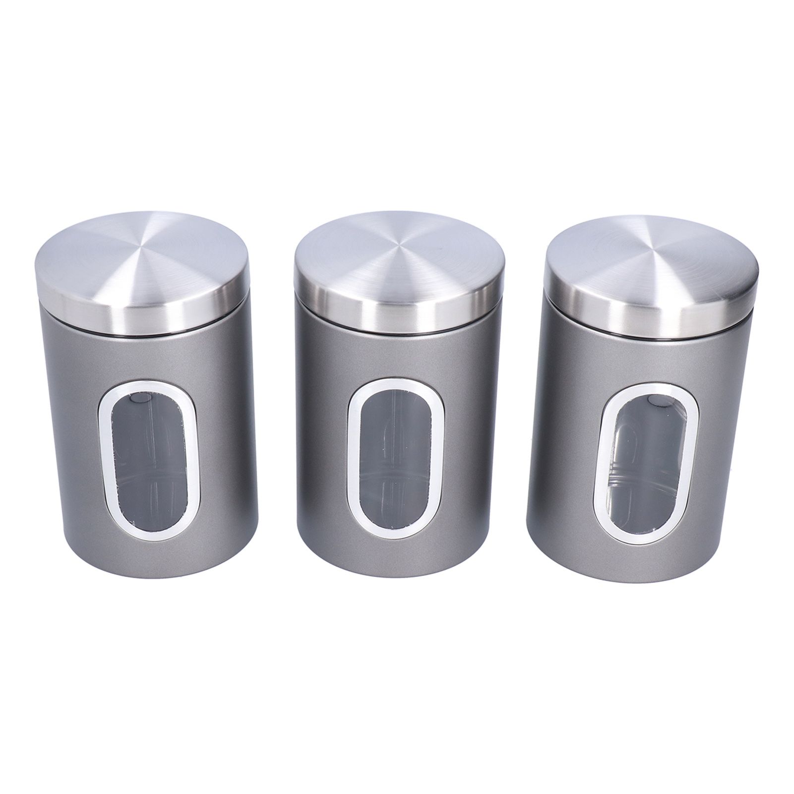 3Pcs Storage Jar Stainless Steel Food Tea Nut Container with Window Durable view 3